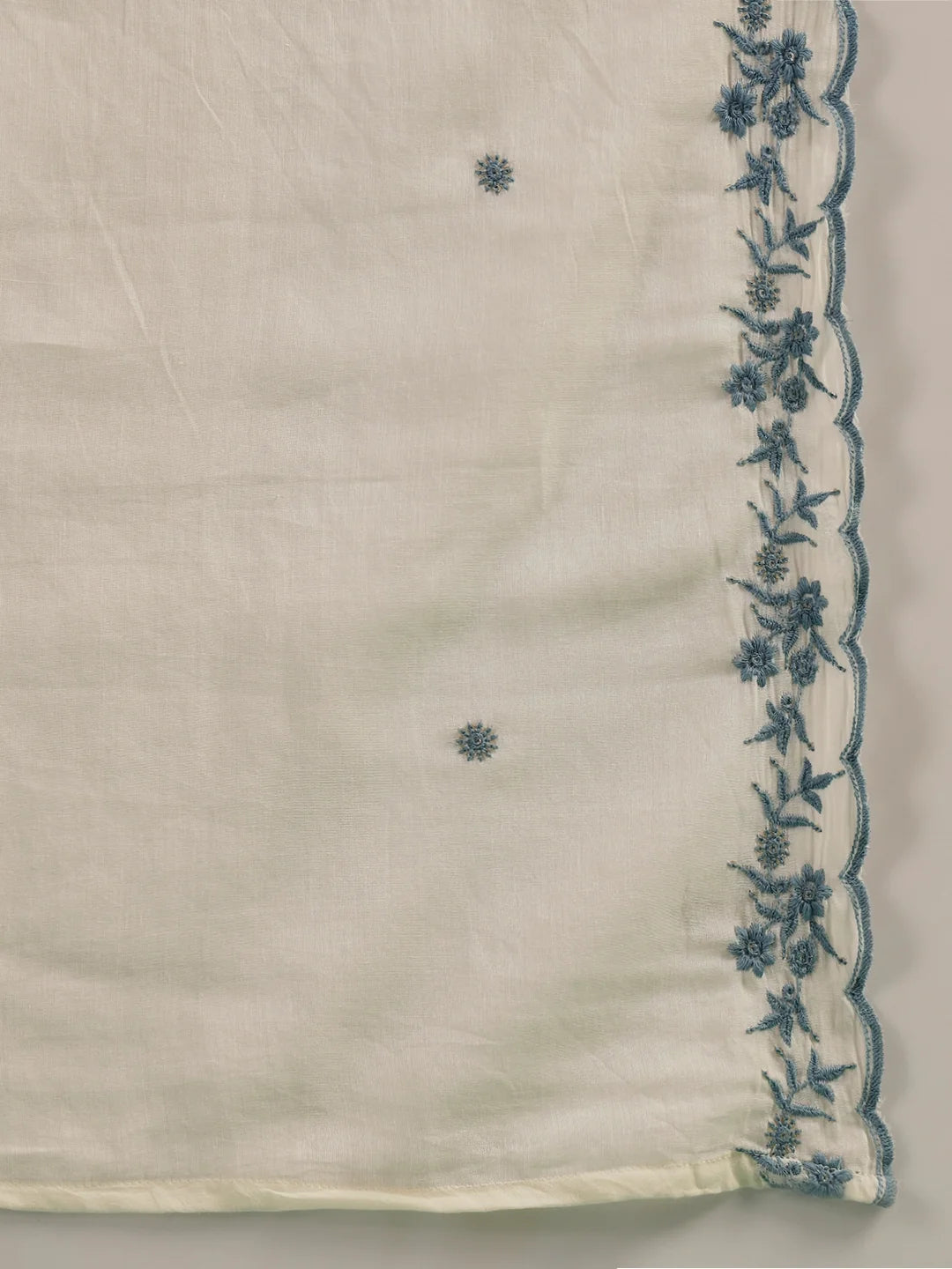 Noor Cream Embroidered Cotton A-Line Suit Set