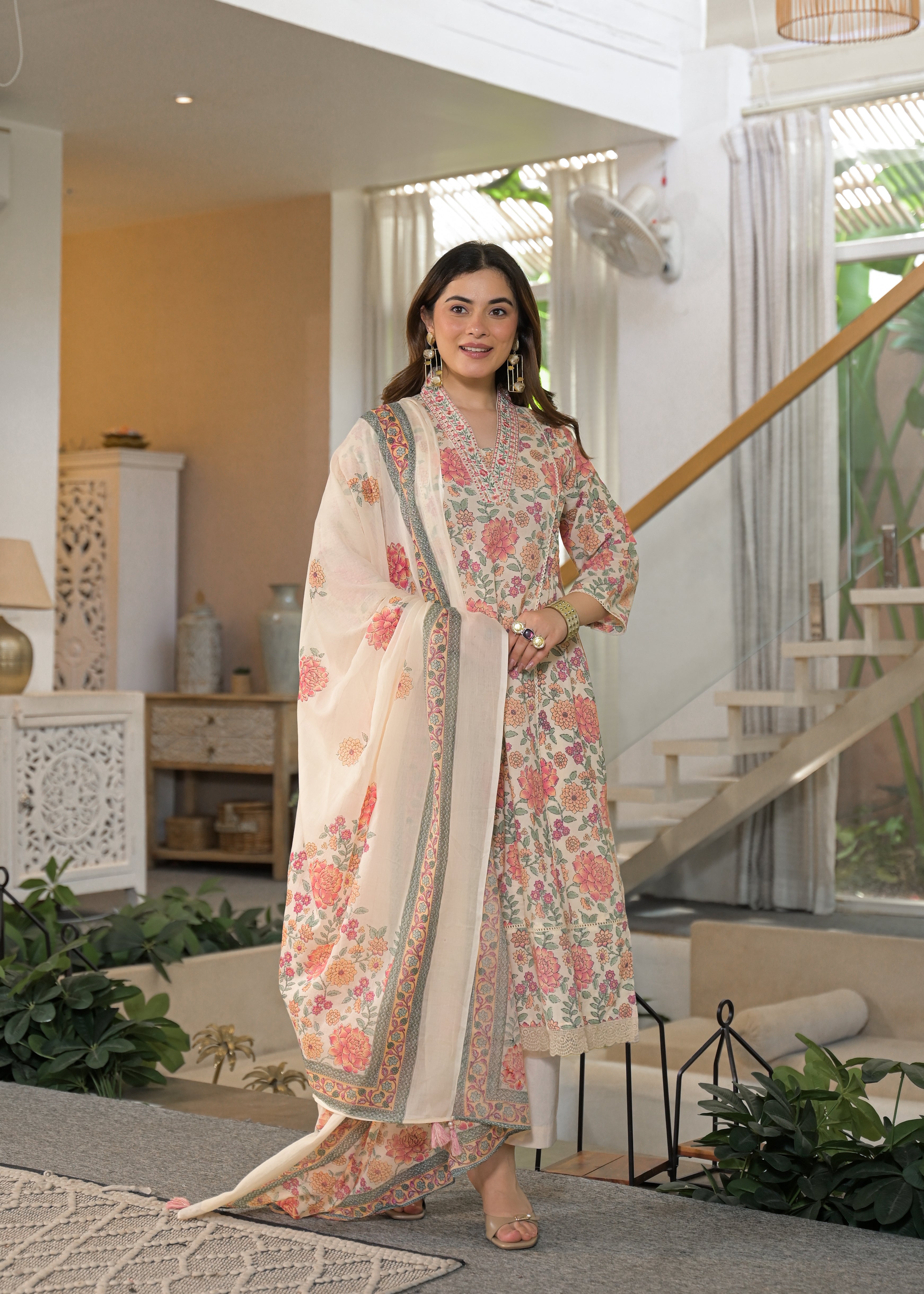 Gulnaar Soft Cotton Floral Suit Set
