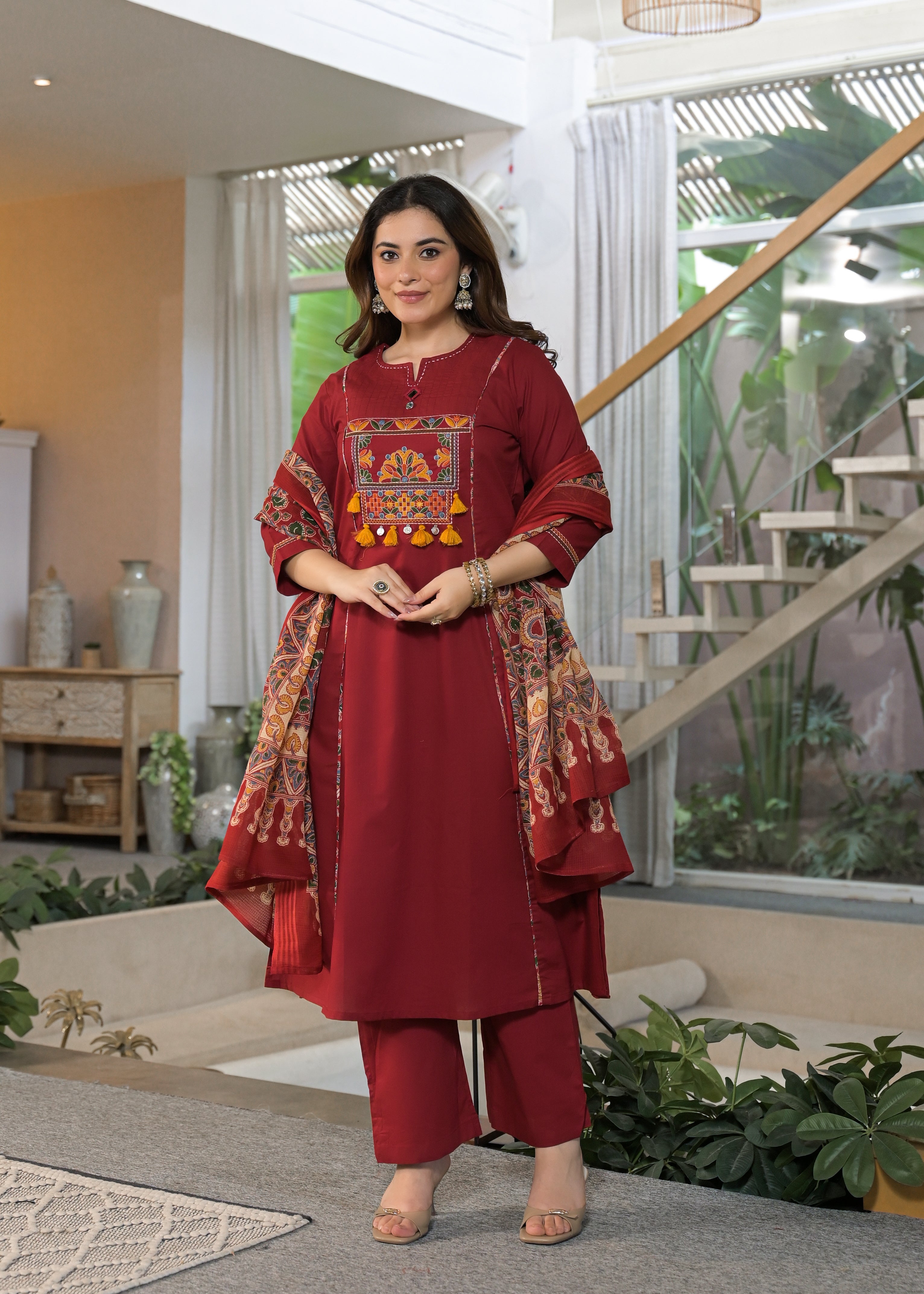 Mehfil Grace Embroidered Cotton Suit Set with Dupatta