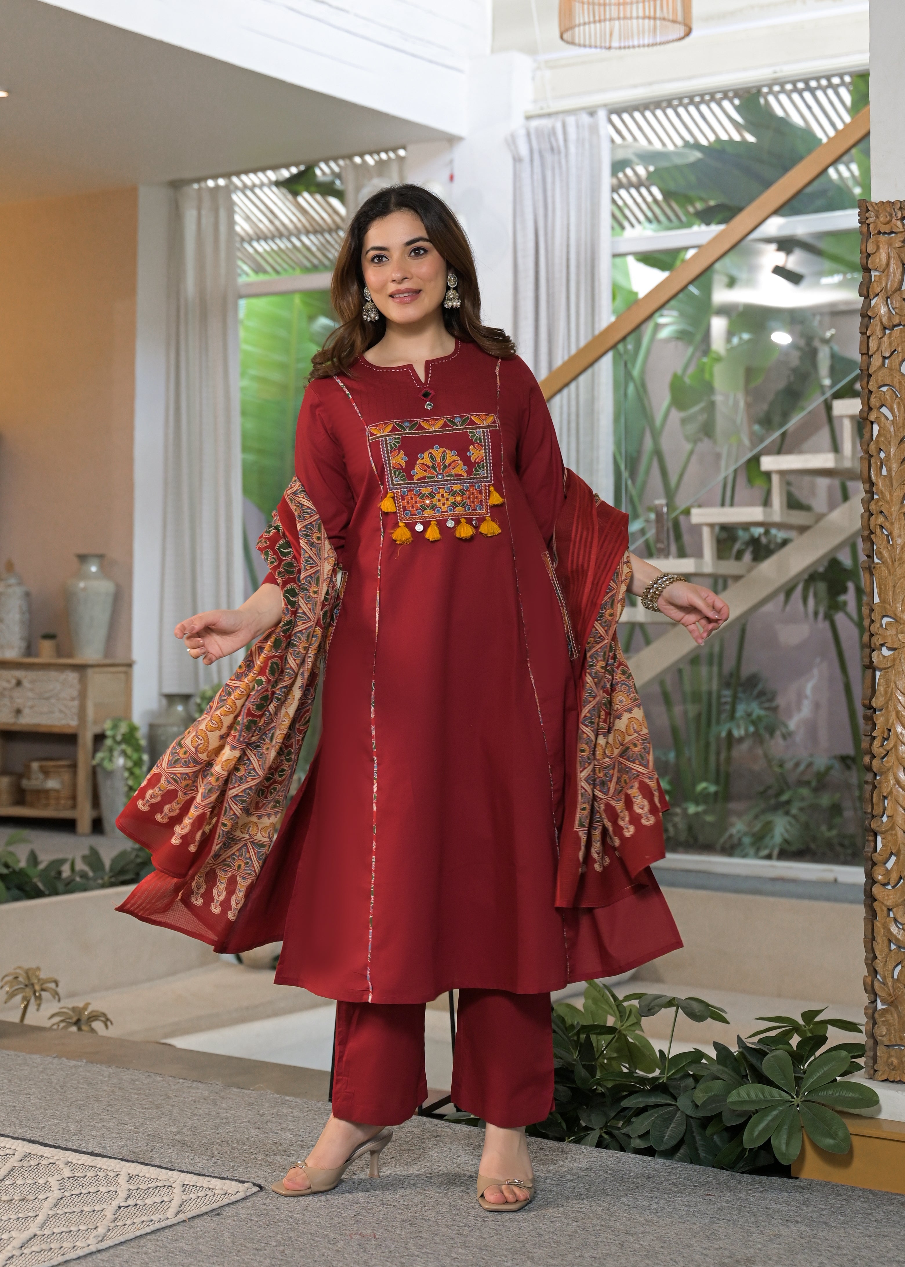 Mehfil Grace Embroidered Cotton Suit Set with Dupatta