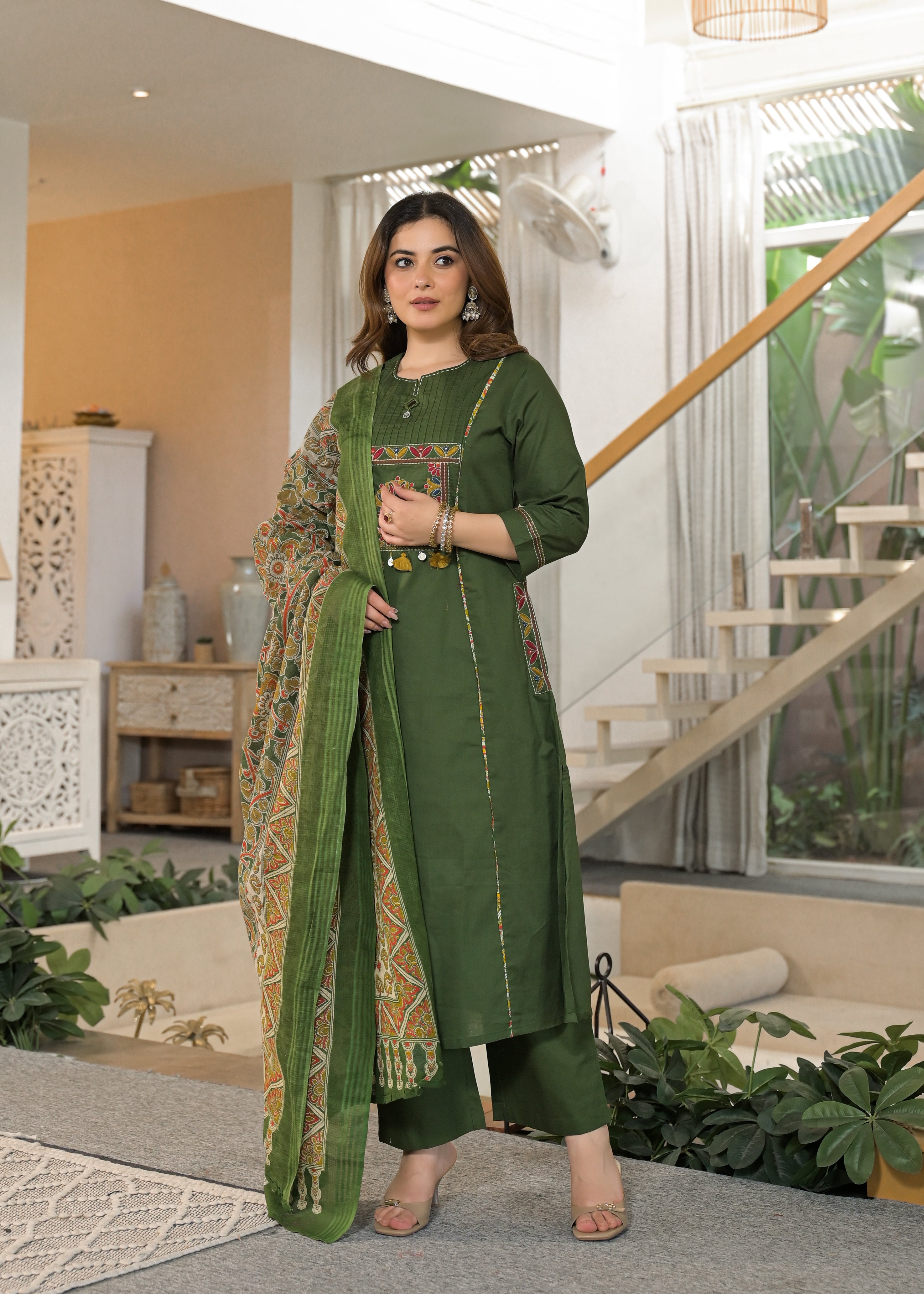 Mehfil Grace Embroidered Cotton Suit Set with Dupatta