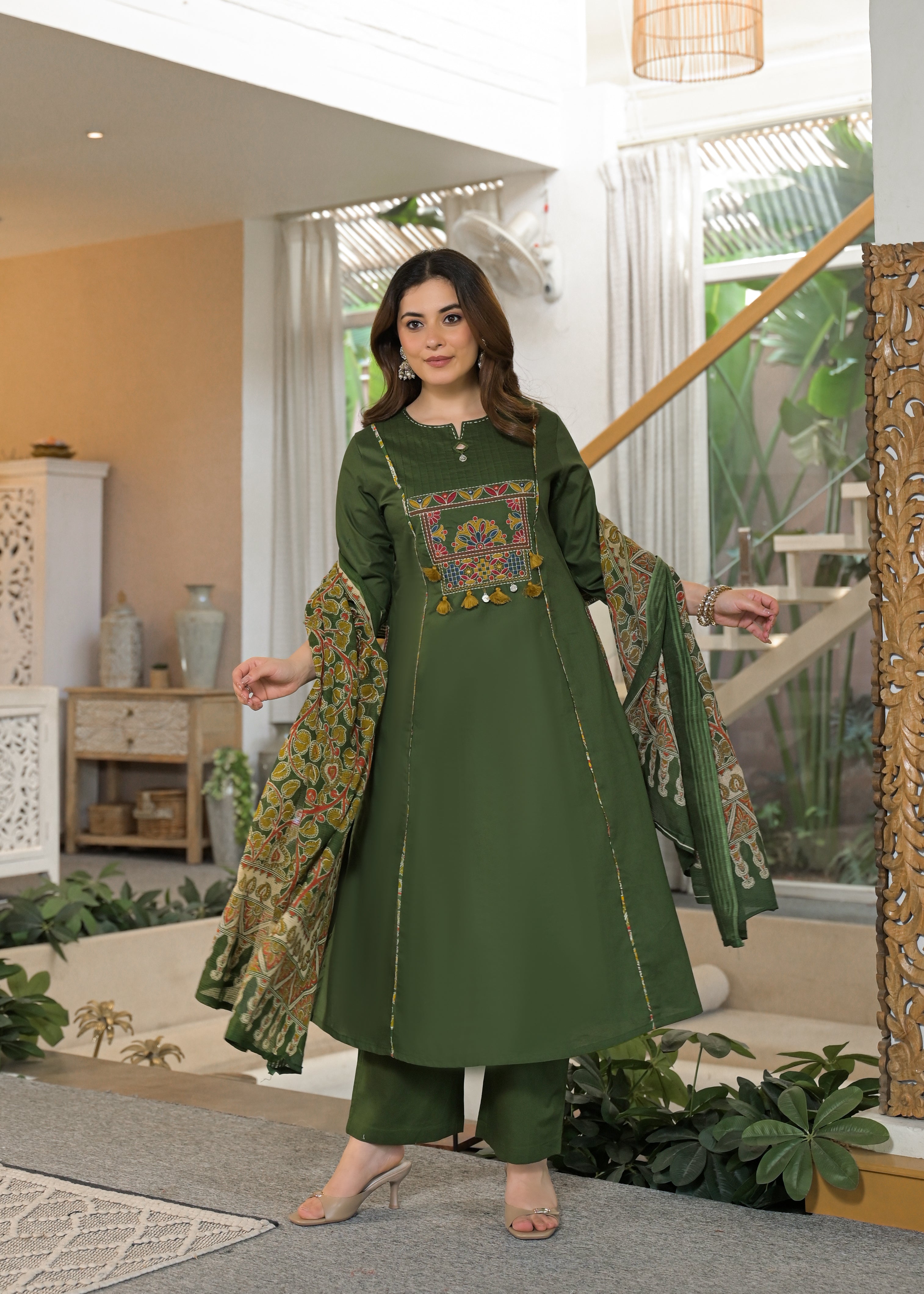 Mehfil Grace Embroidered Cotton Suit Set with Dupatta