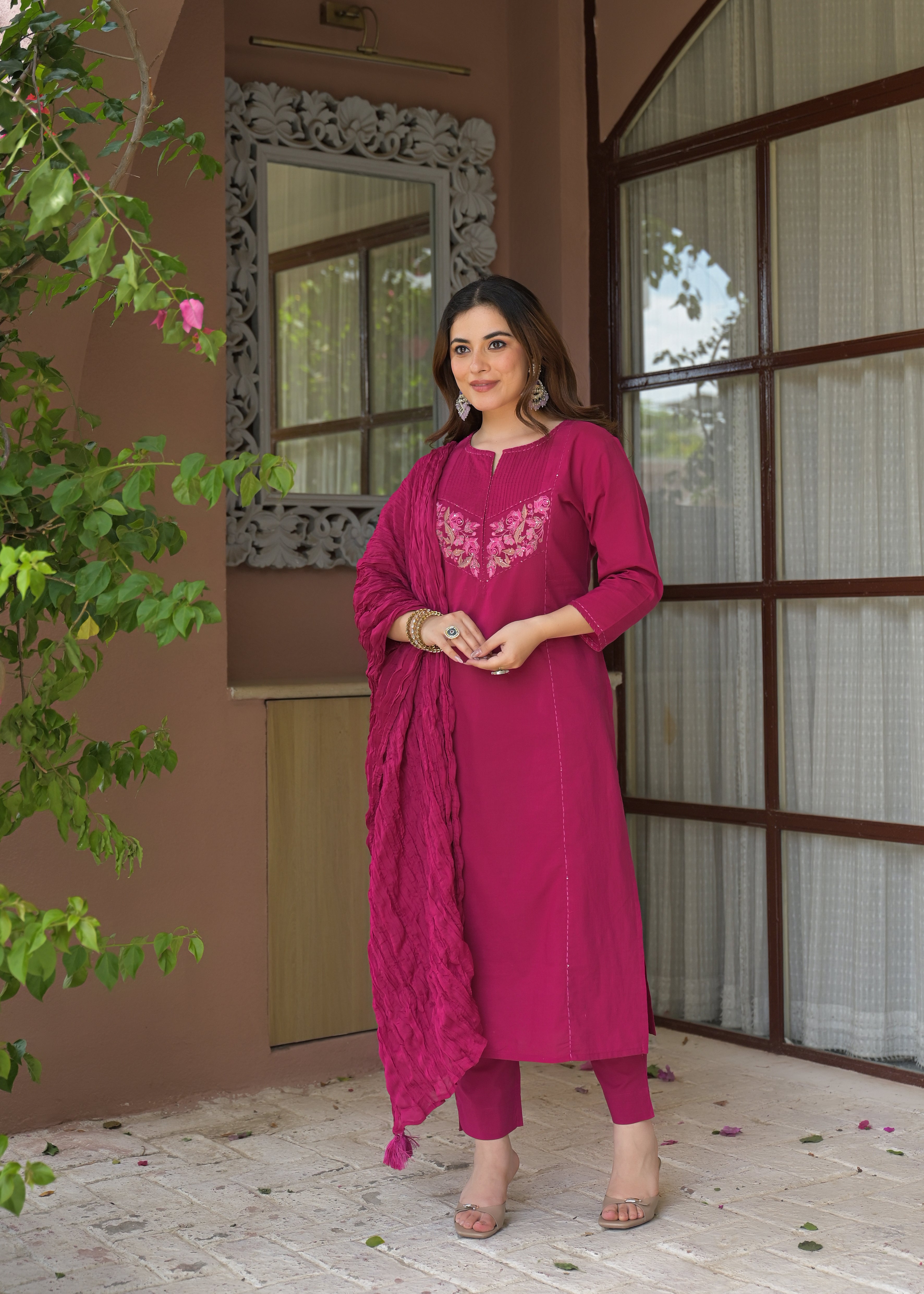 Noor Elegance Handwork Cotton Suit Set with Dupatta