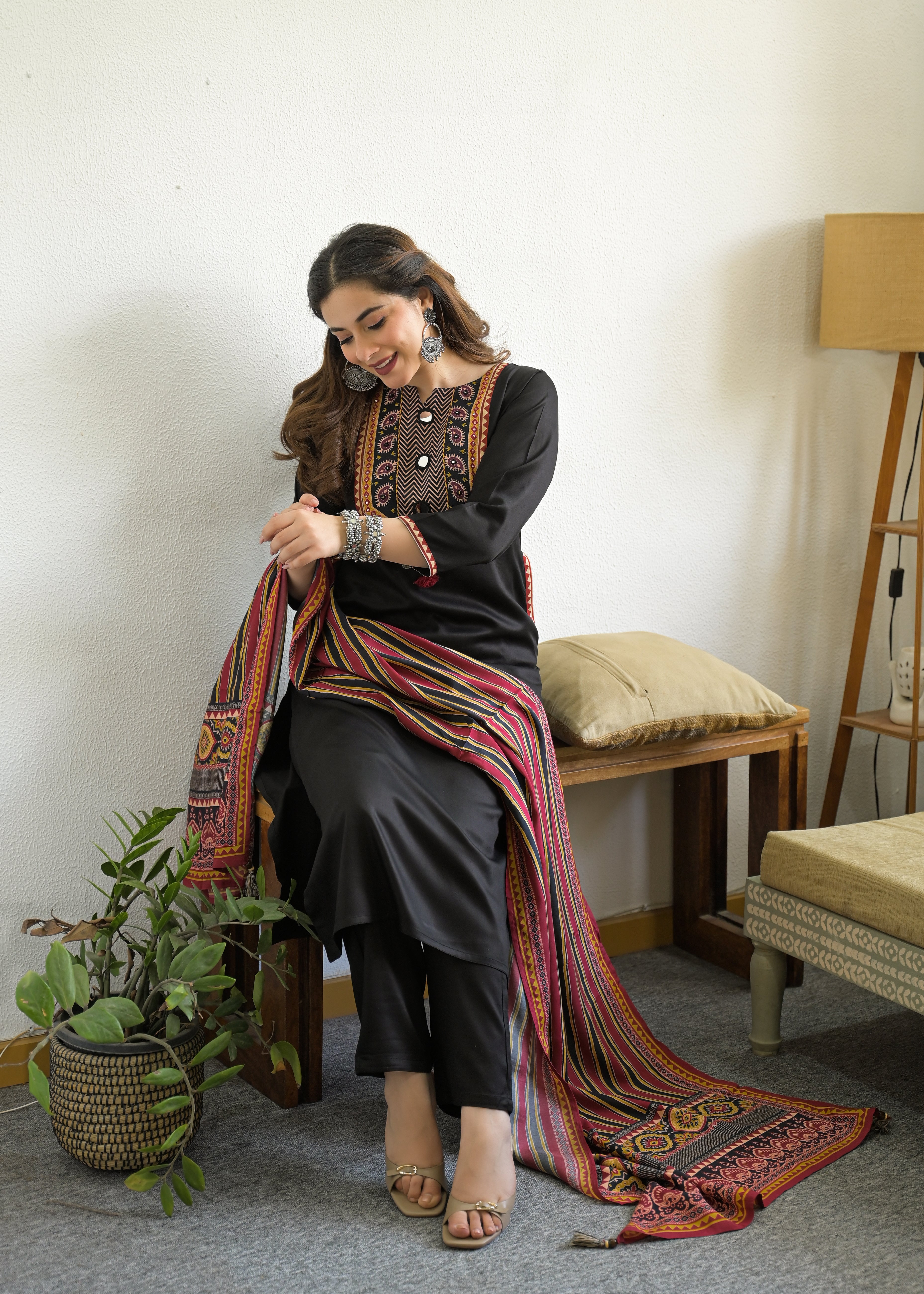 Noor Mahal Gajji Silk Suit Set with Printed Dupatta