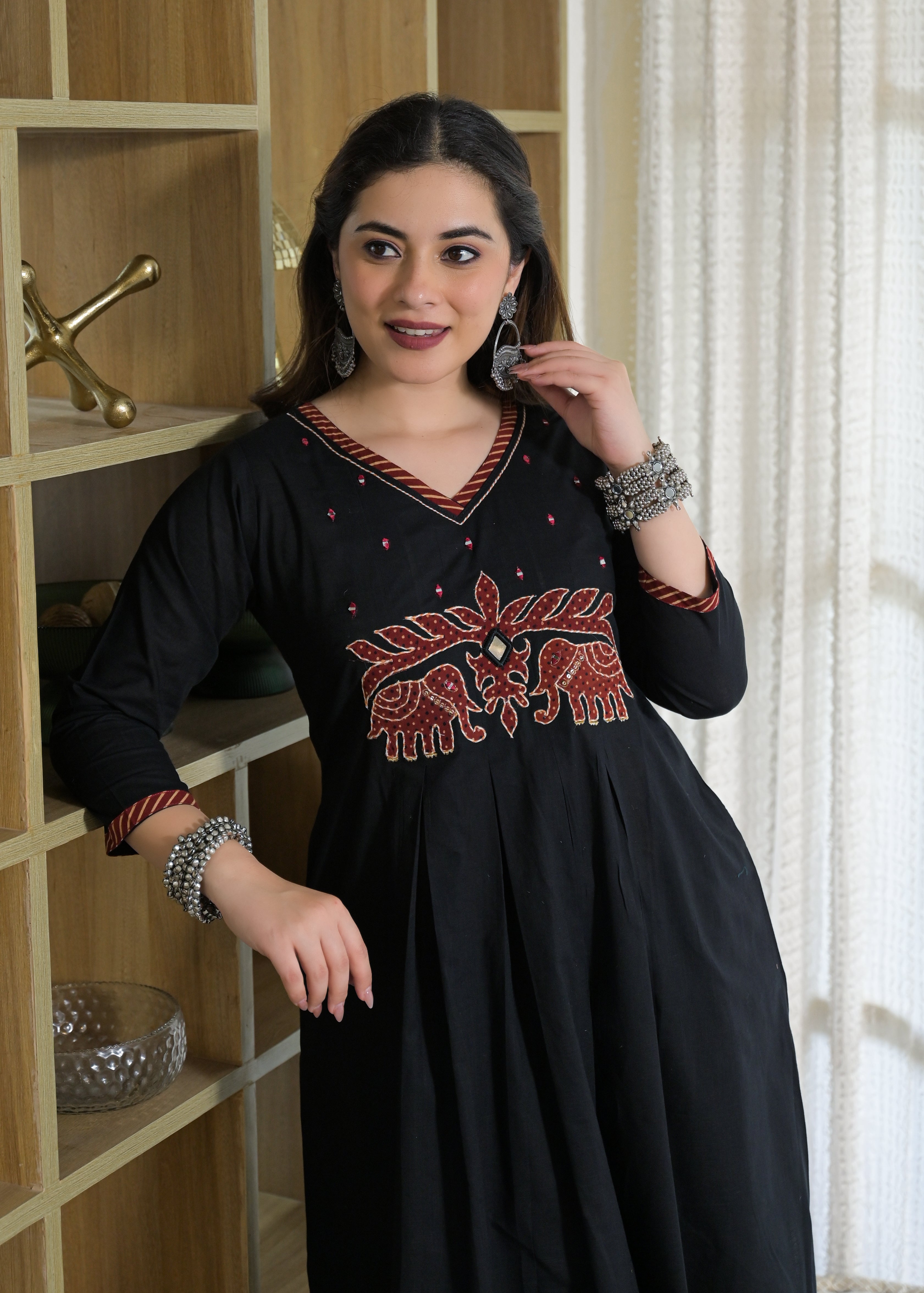 Rajwadi Elephant Cotton Kurti Palazzo Set