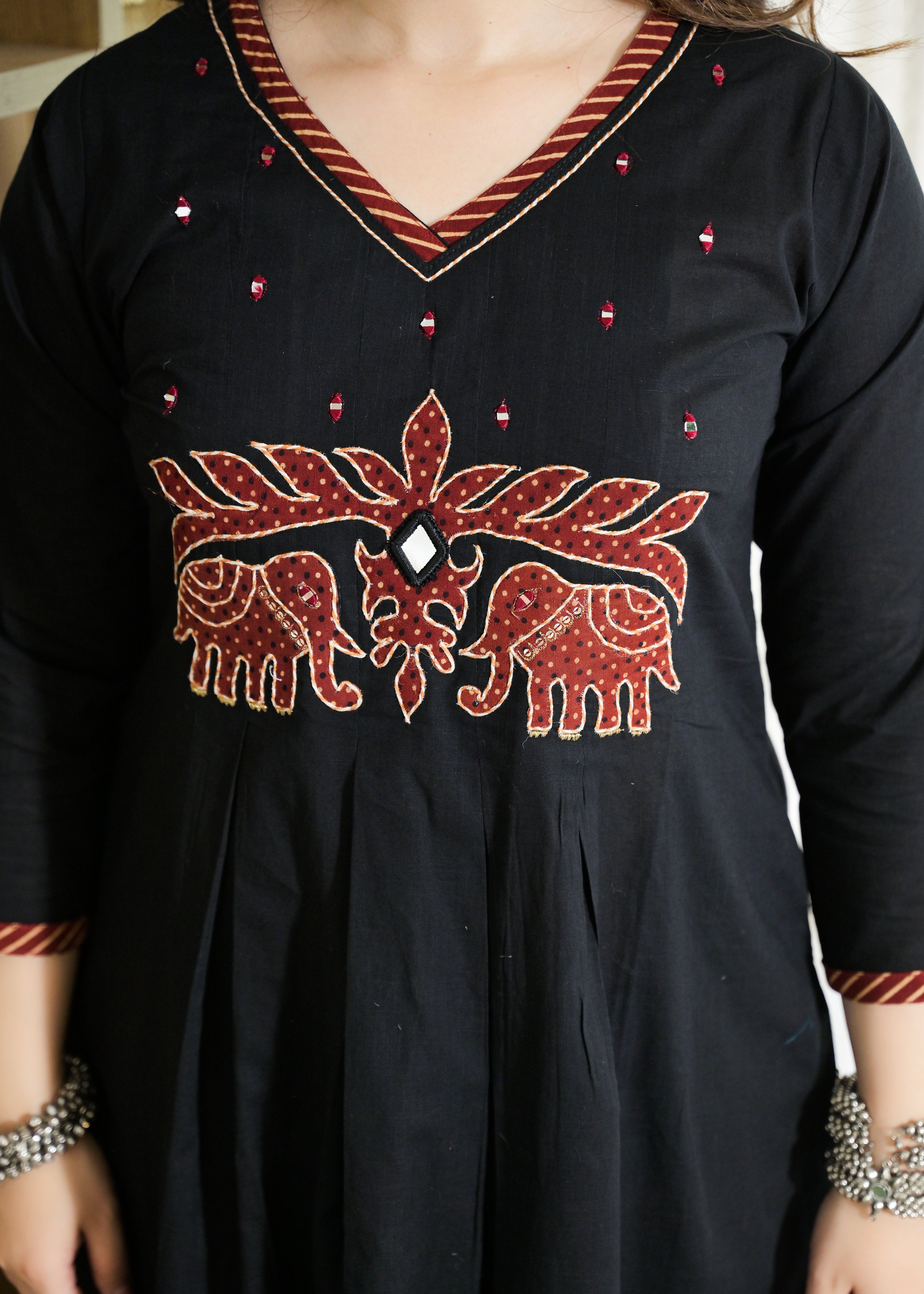 Rajwadi Elephant Cotton Kurti Palazzo Set