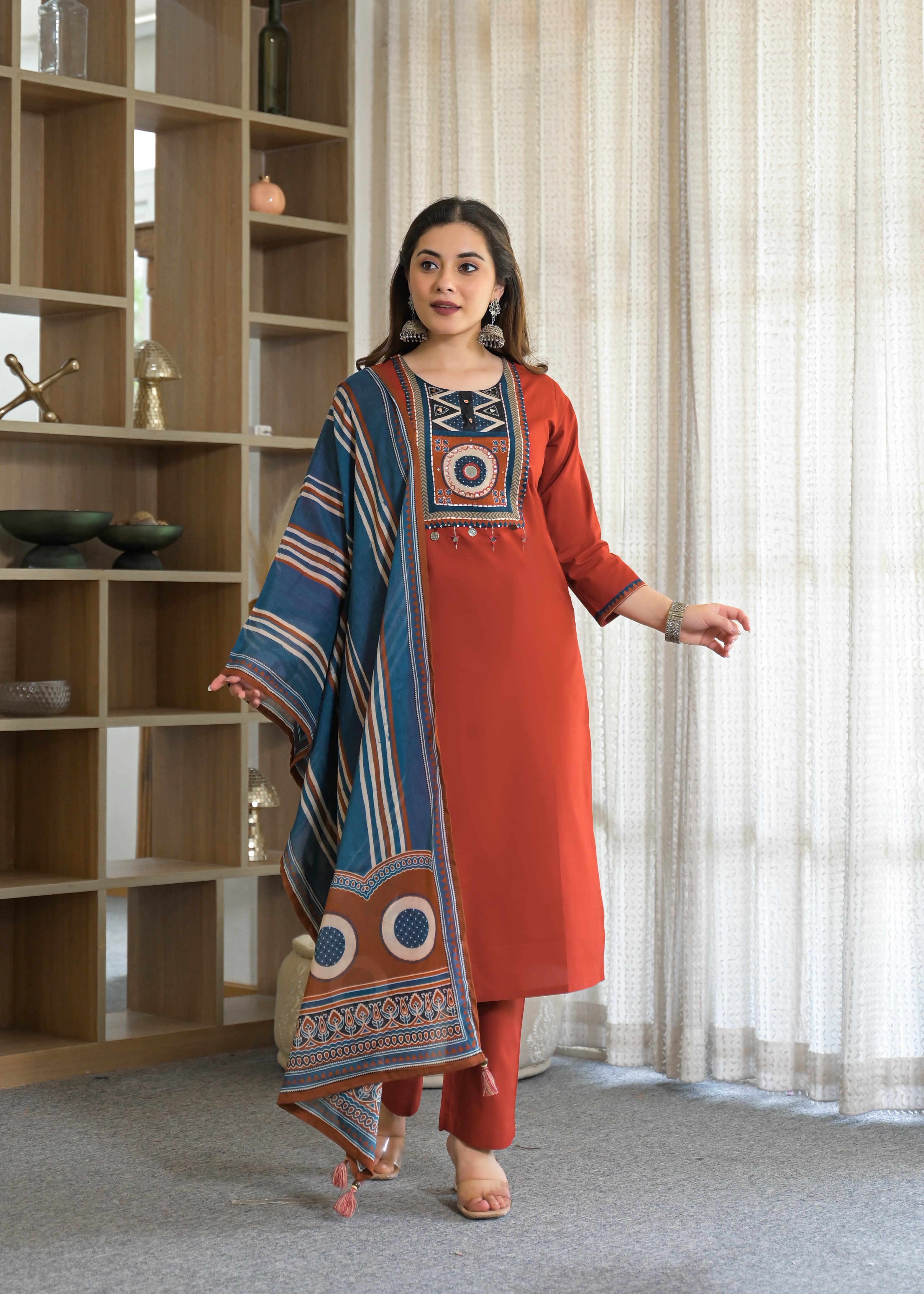 Tribal Panel Cotton Suit Set