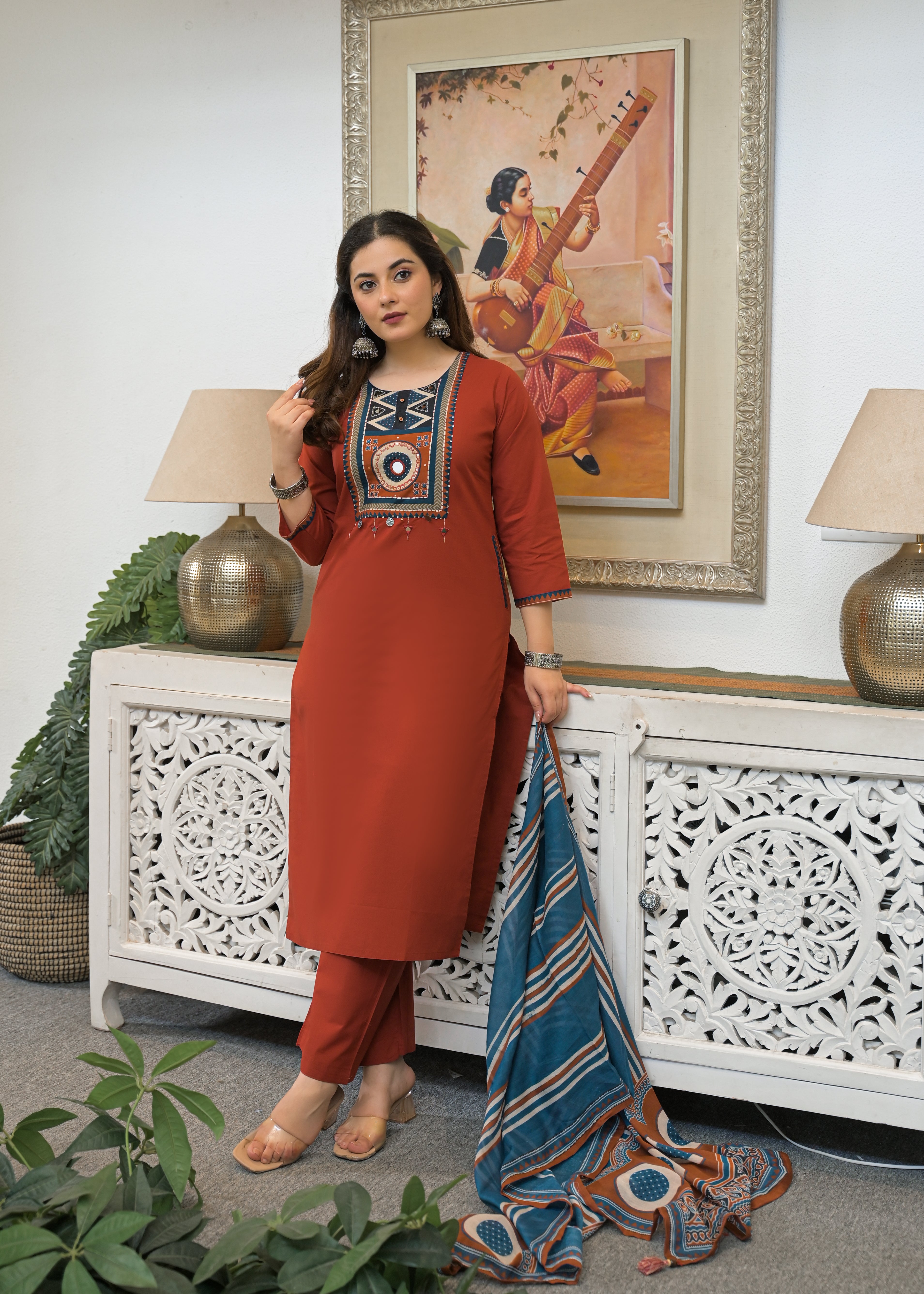 Tribal Panel Cotton Suit Set
