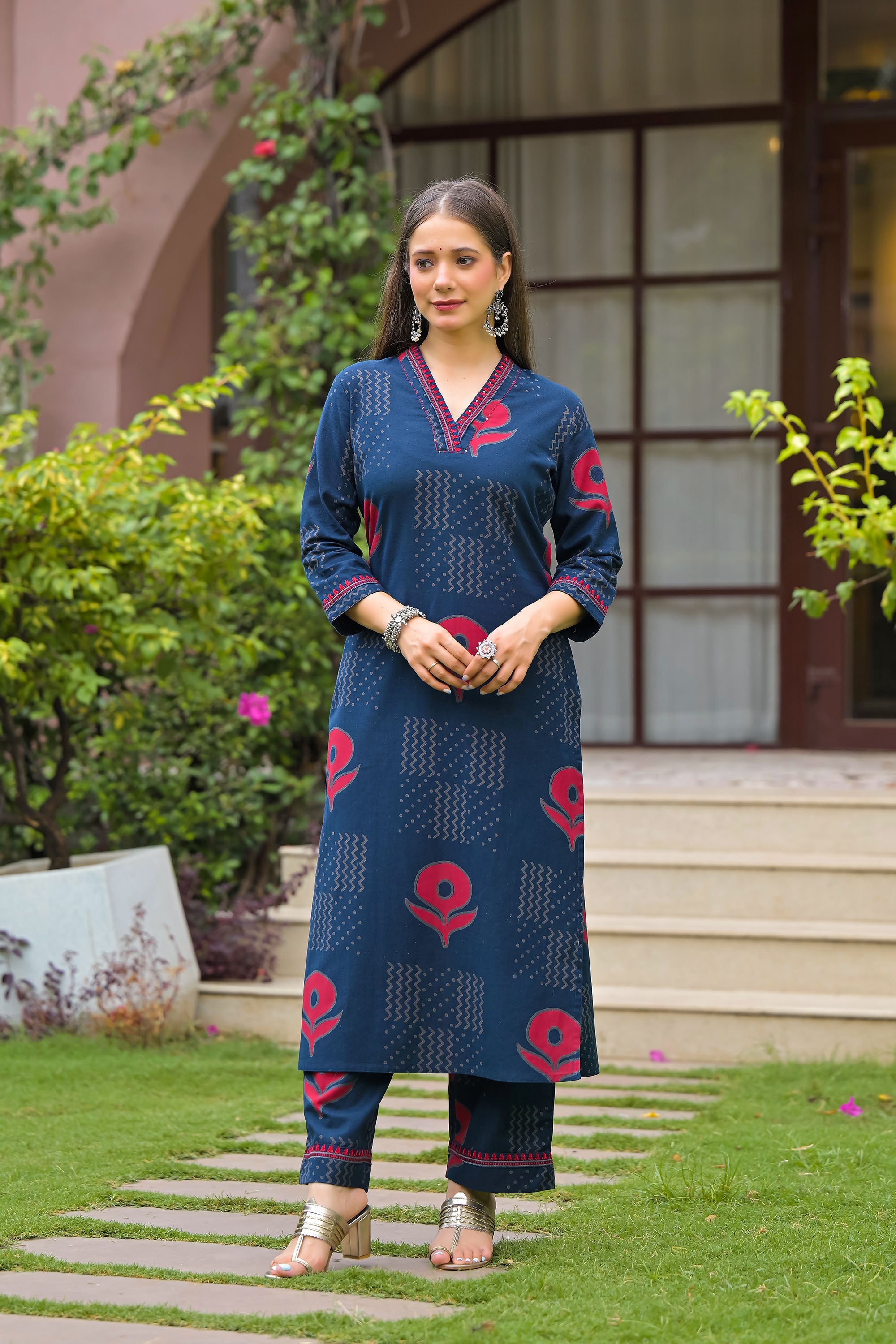 Gulmohar Printed Cotton Kurta Pant Set