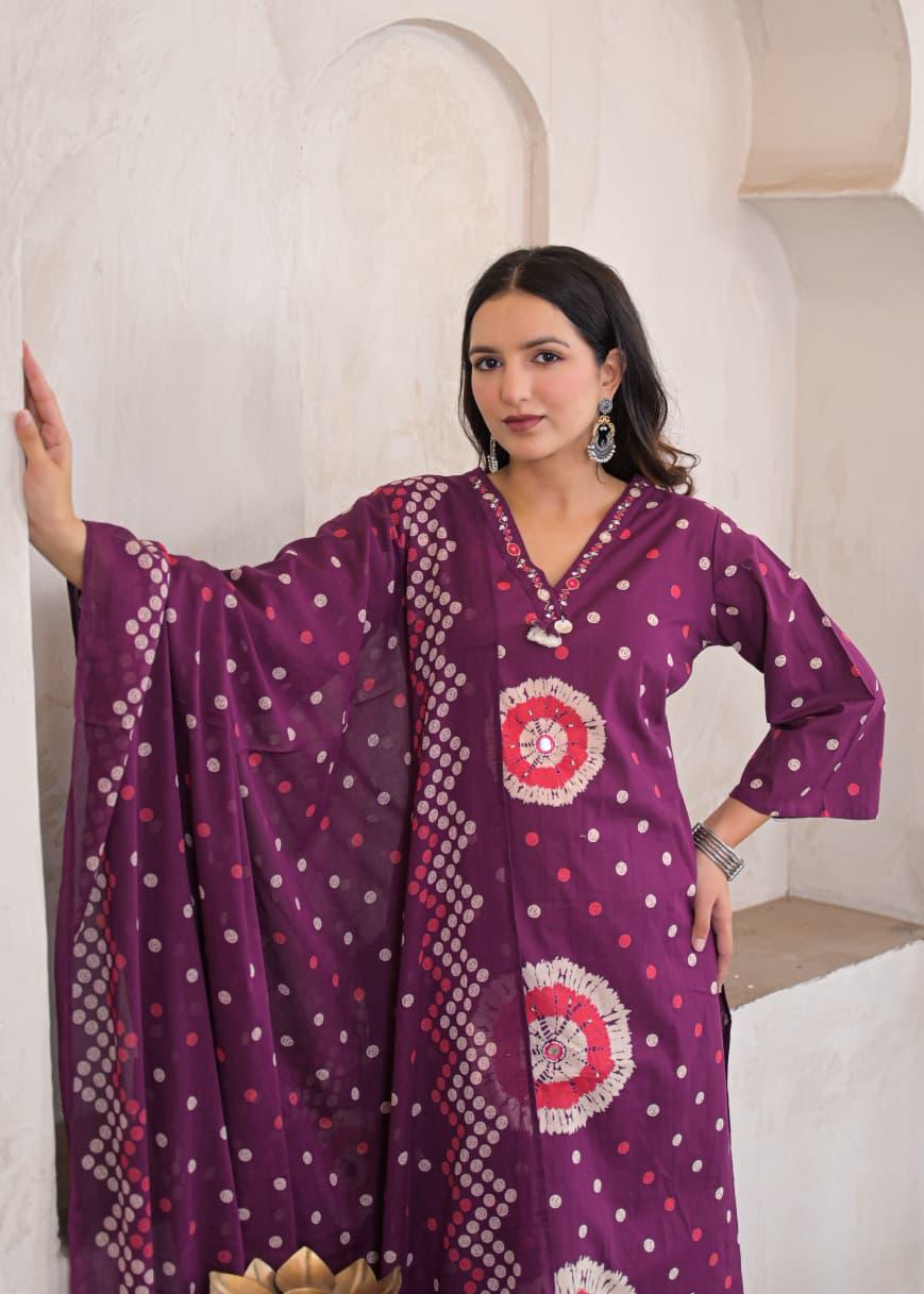 Rangriti Cotton Printed Straight Suit Set with Dupatta