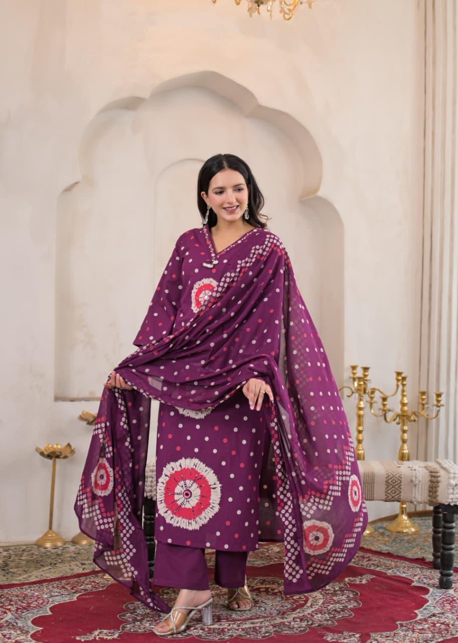 Rangriti Cotton Printed Straight Suit Set with Dupatta