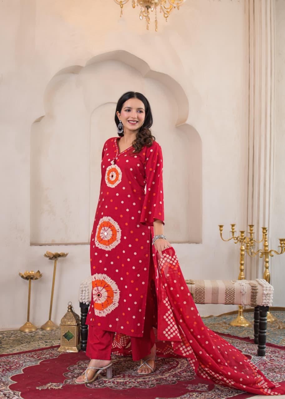 Rangriti Cotton Printed Straight Suit Set with Dupatta