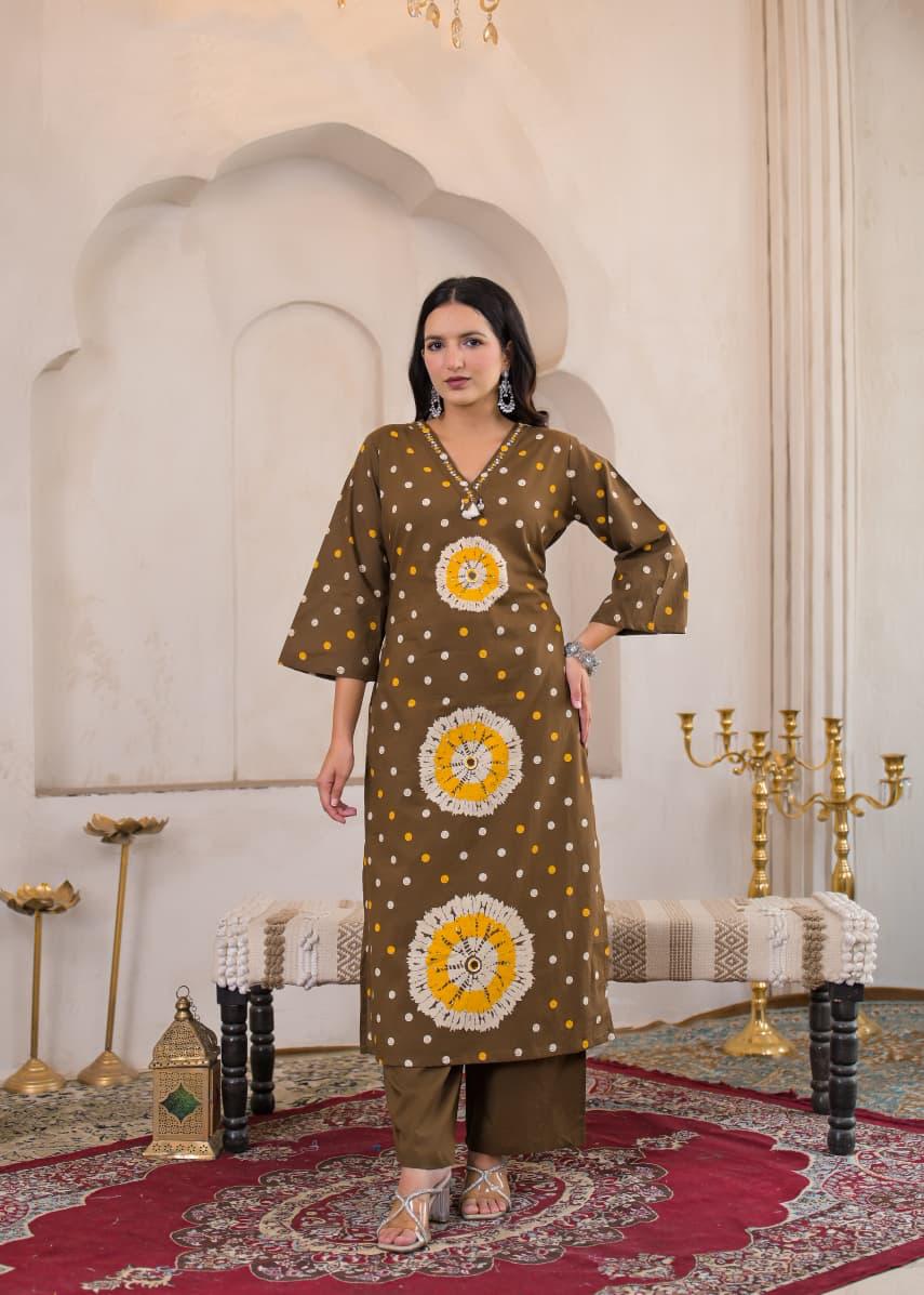 Rangriti Cotton Printed Straight Suit Set with Dupatta