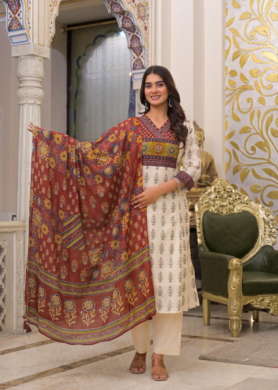 Royal Jaipuri Heritage Cotton A-Line Suit Set