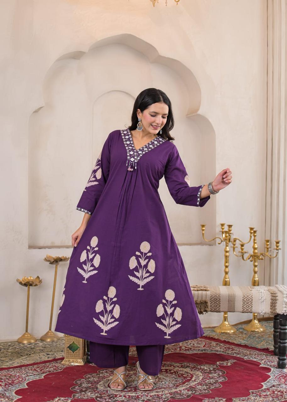 Mehfil Cotton A-Line Suit Set