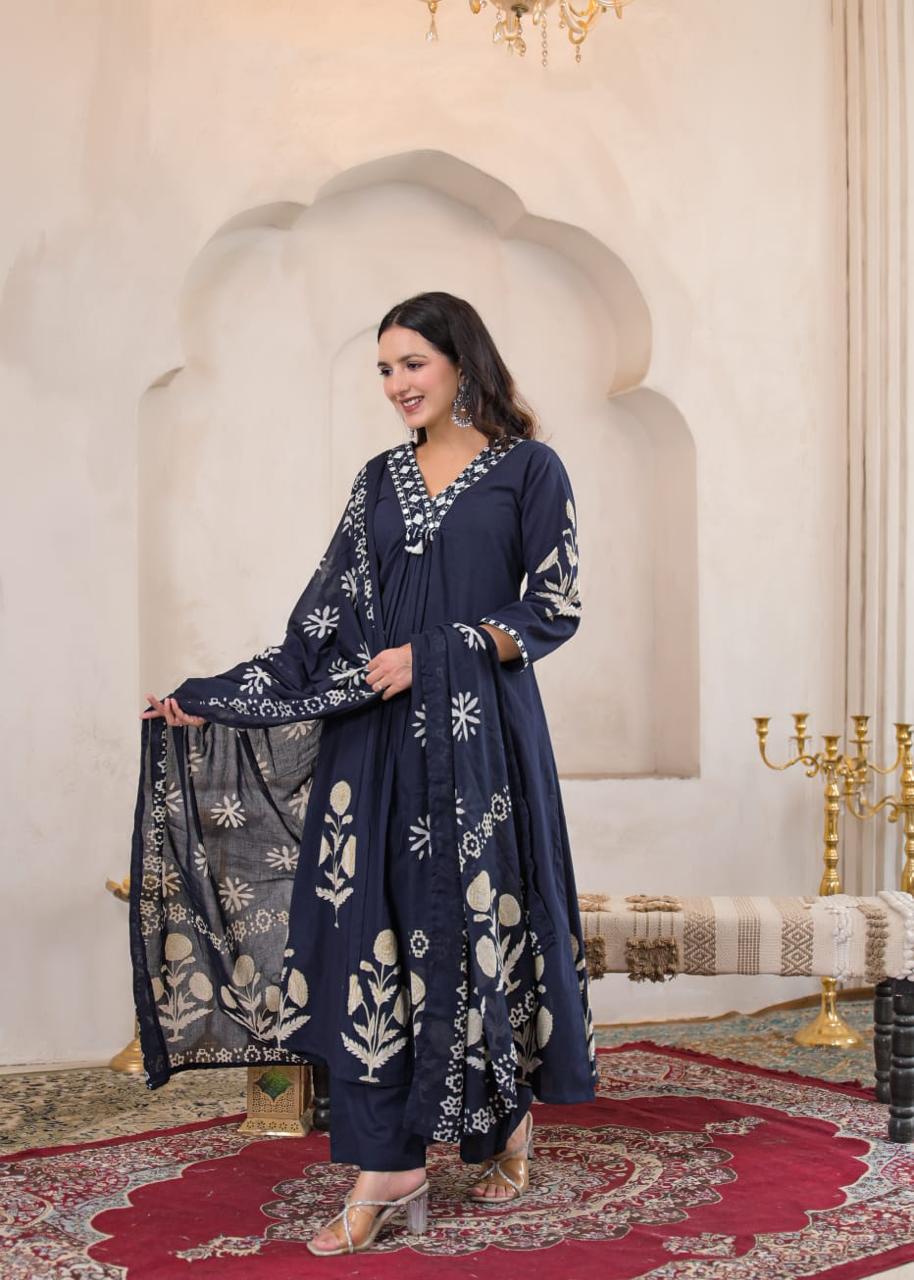 Mehfil Cotton A-Line Suit Set
