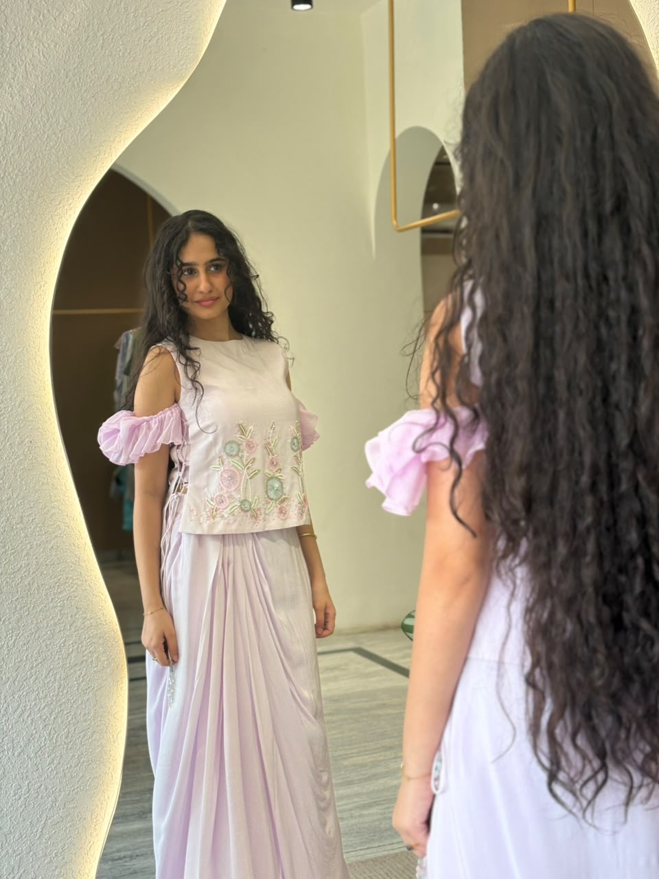 Lilac Floral Embroidered Co-ord Set