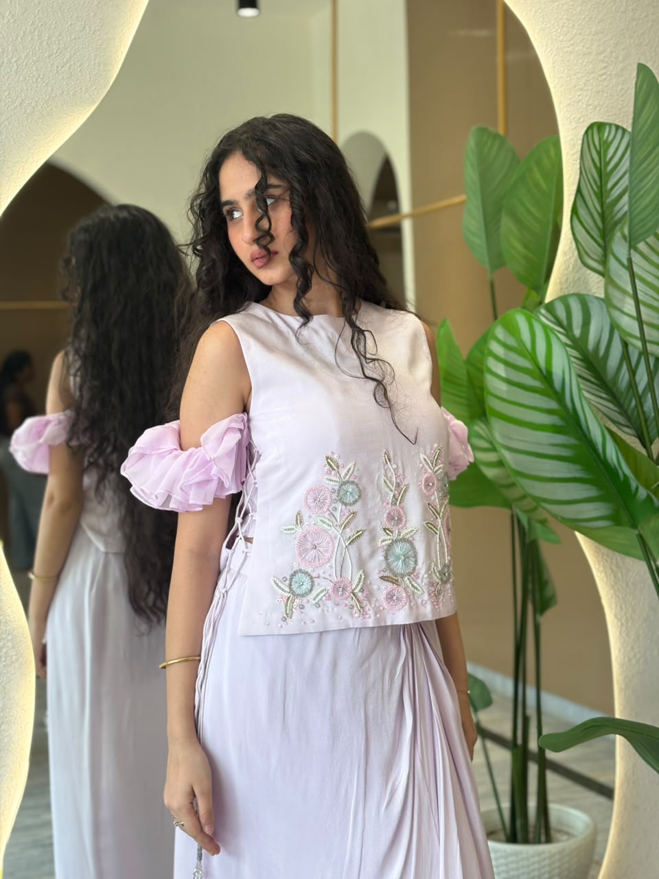 Lilac Floral Embroidered Co-ord Set