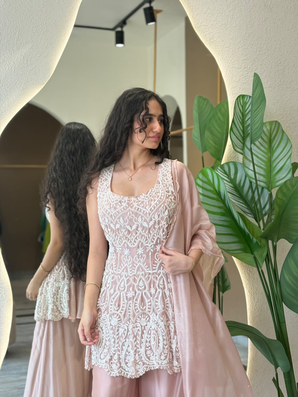 Blush Embroidered Palazzo Set