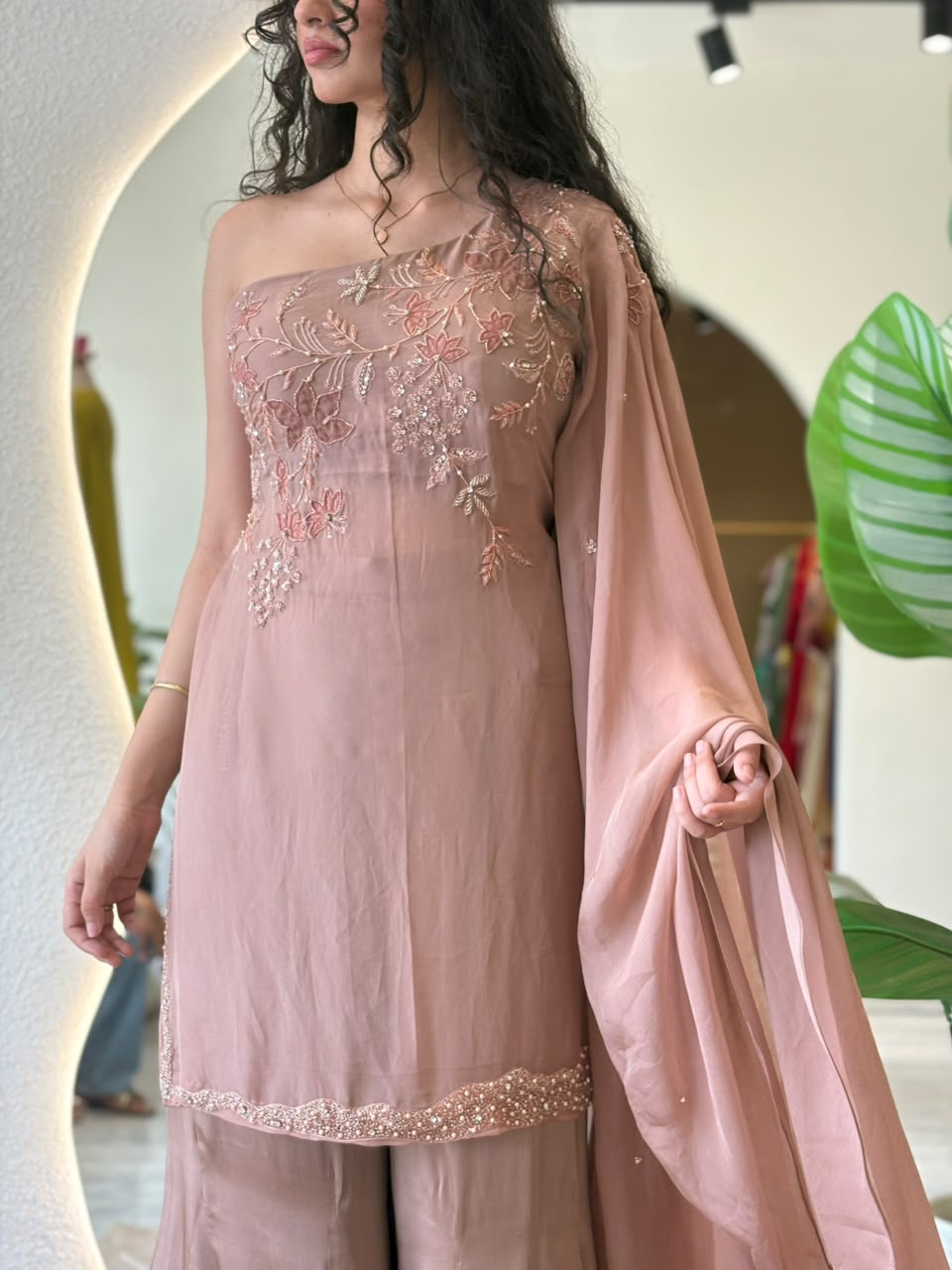 Blush Embroidered Sharara Set