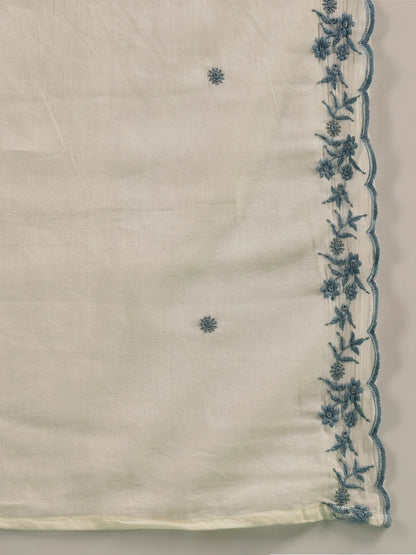 Noor Cream Embroidered Cotton A-Line Suit Set