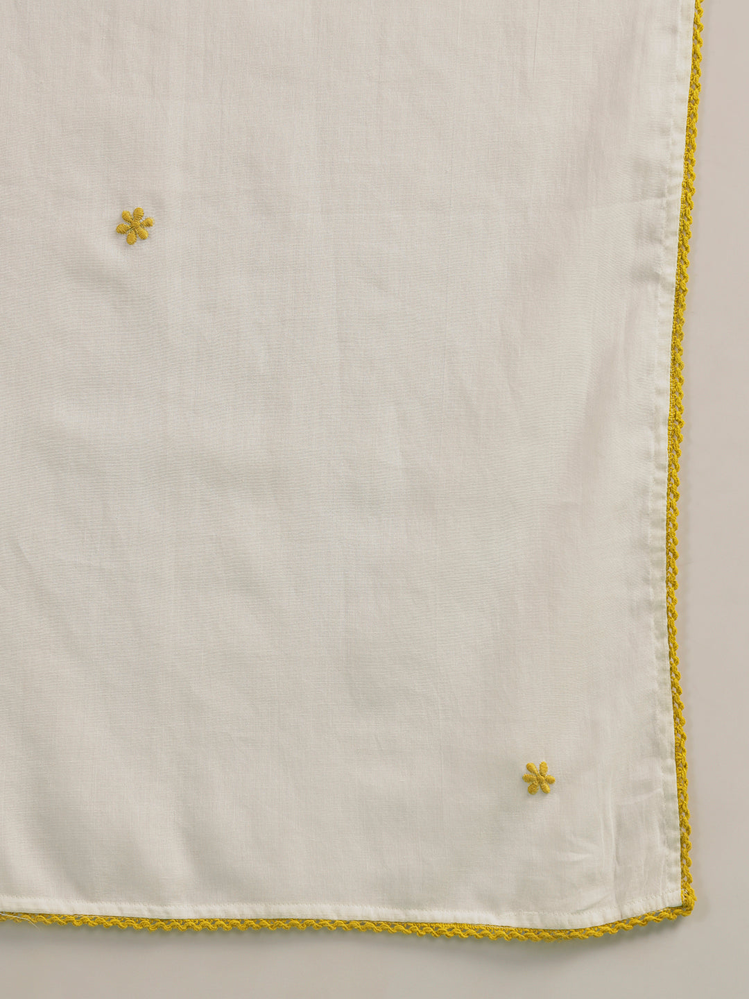 Ivory Lucknowi Embroidered Mulmul Cotton Kurta Pant Dupatta Set