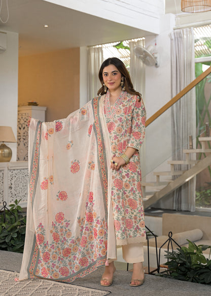 Gulnaar Soft Cotton Floral Suit Set