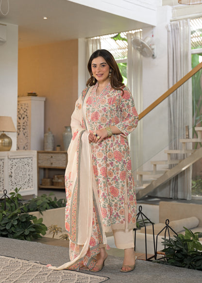 Gulnaar Soft Cotton Floral Suit Set