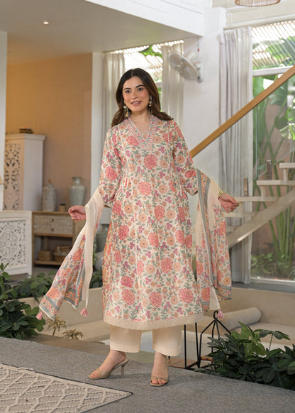 Gulnaar Soft Cotton Floral Suit Set
