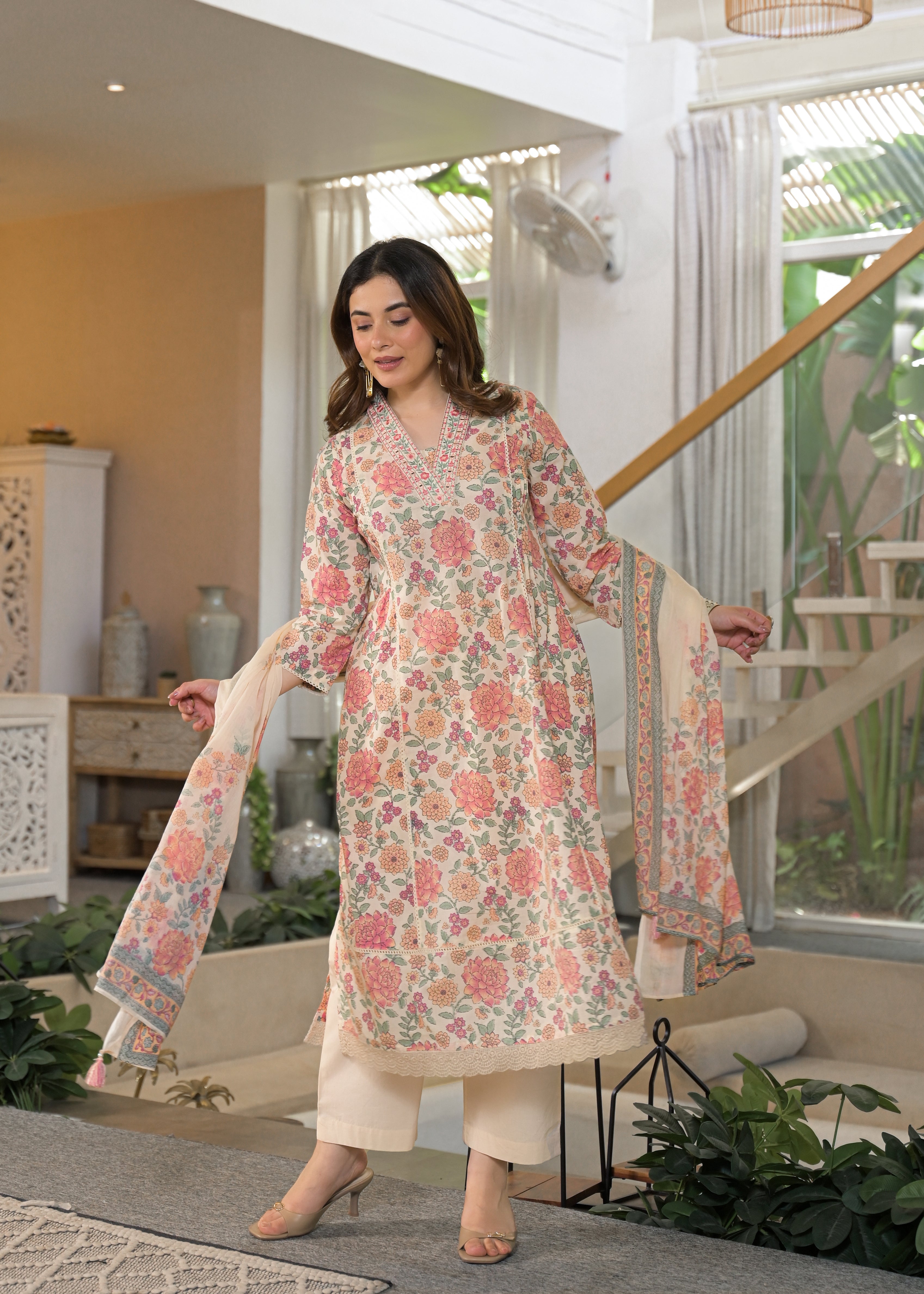 Gulnaar Soft Cotton Floral Suit Set