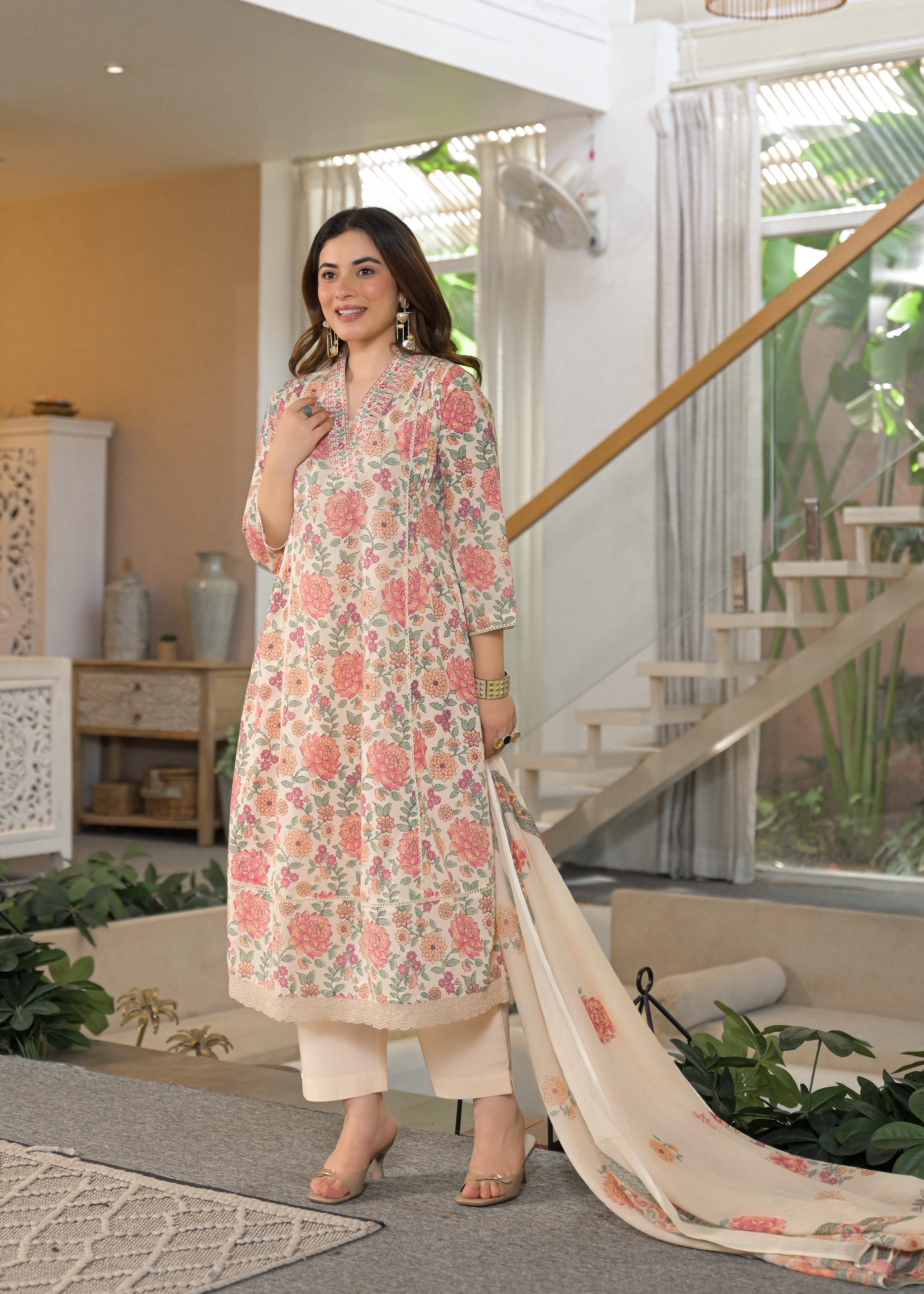 Gulnaar Soft Cotton Floral Suit Set