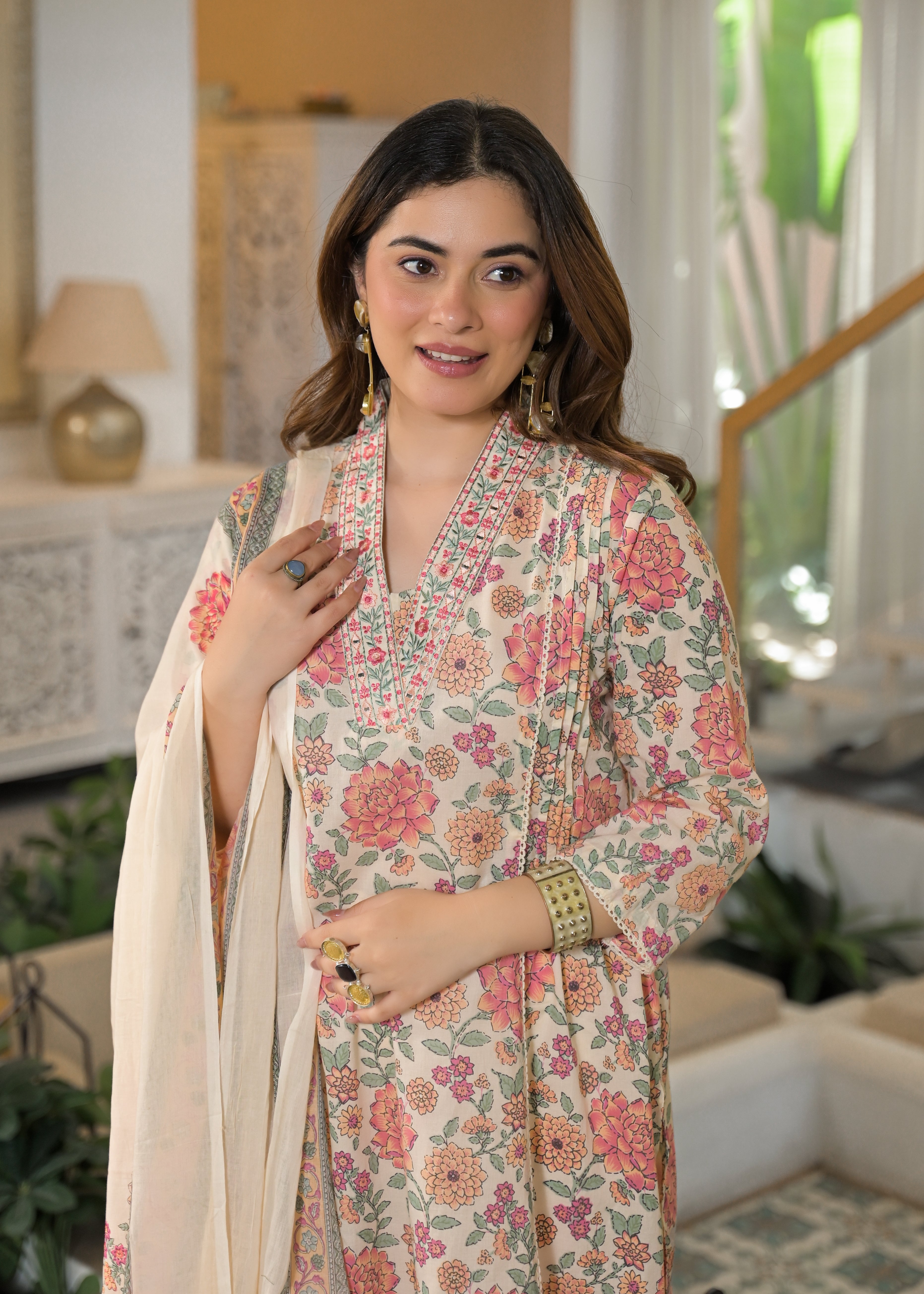 Gulnaar Soft Cotton Floral Suit Set