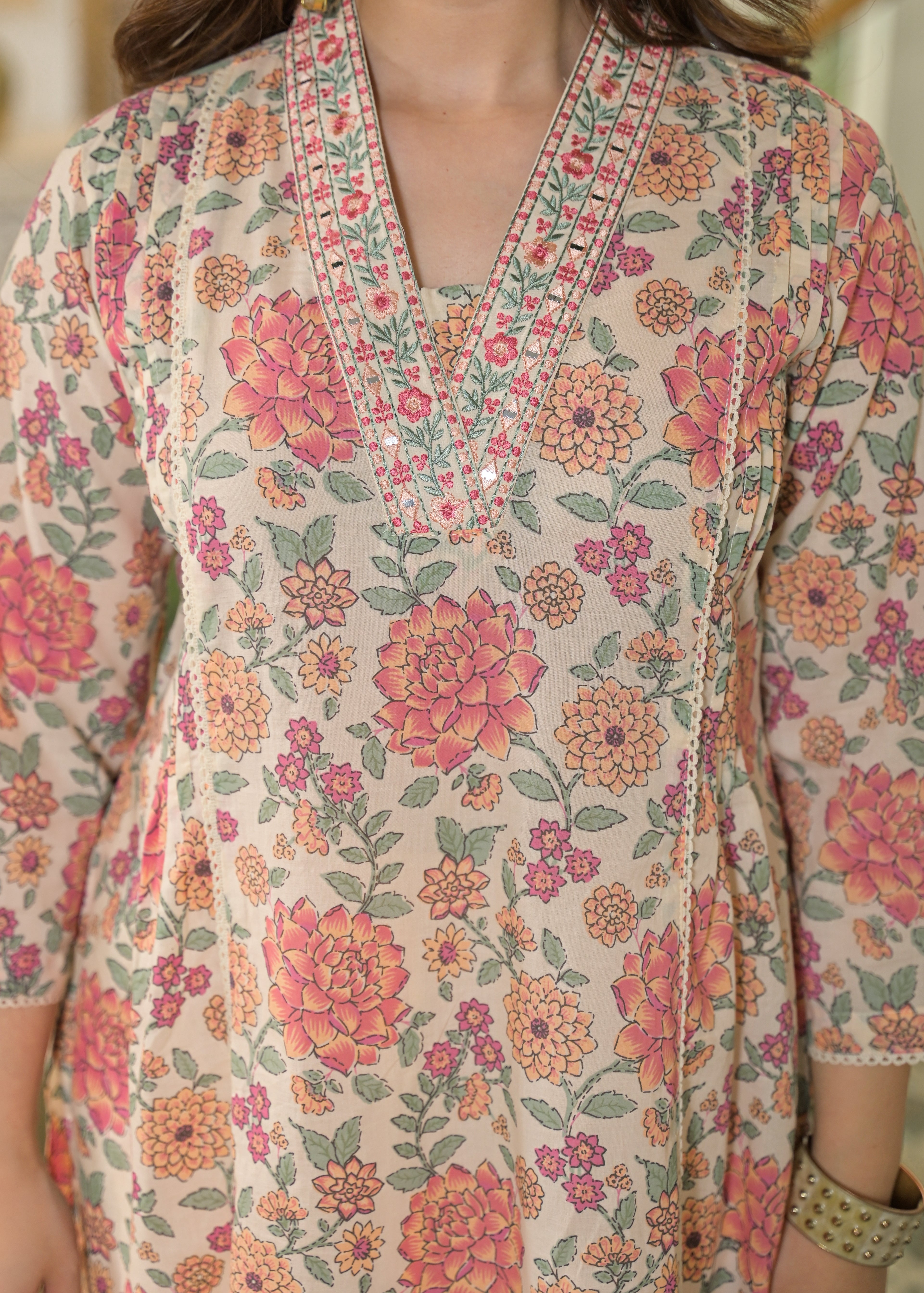 Gulnaar Soft Cotton Floral Suit Set