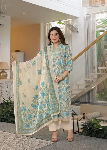 Gulnaar Soft Cotton Floral Suit Set