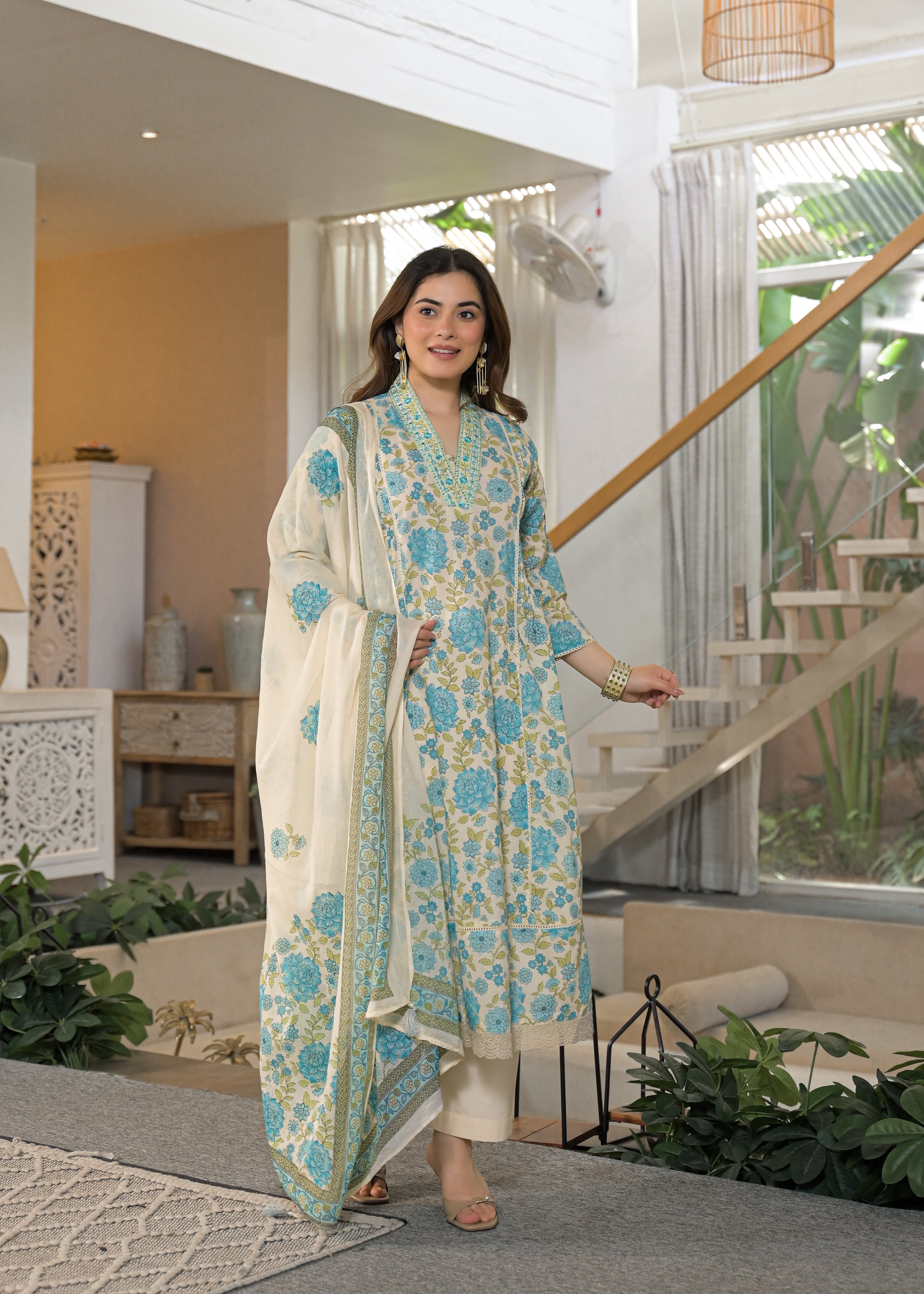 Gulnaar Soft Cotton Floral Suit Set
