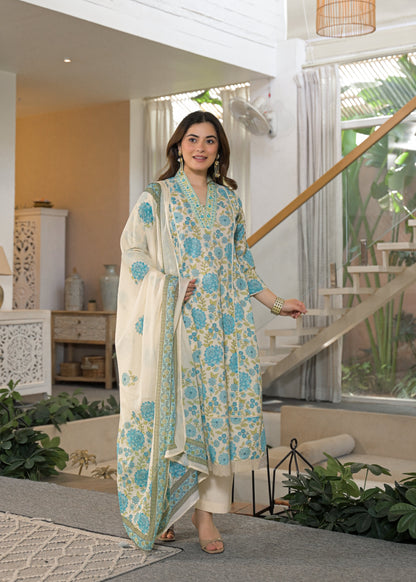 Gulnaar Soft Cotton Floral Suit Set