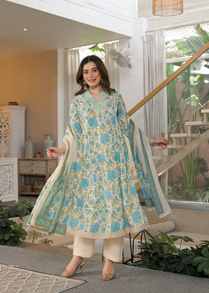 Gulnaar Soft Cotton Floral Suit Set