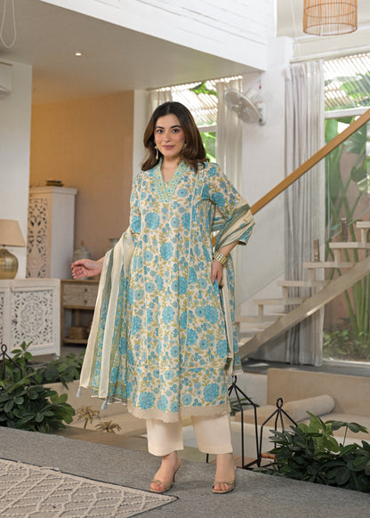 Gulnaar Soft Cotton Floral Suit Set