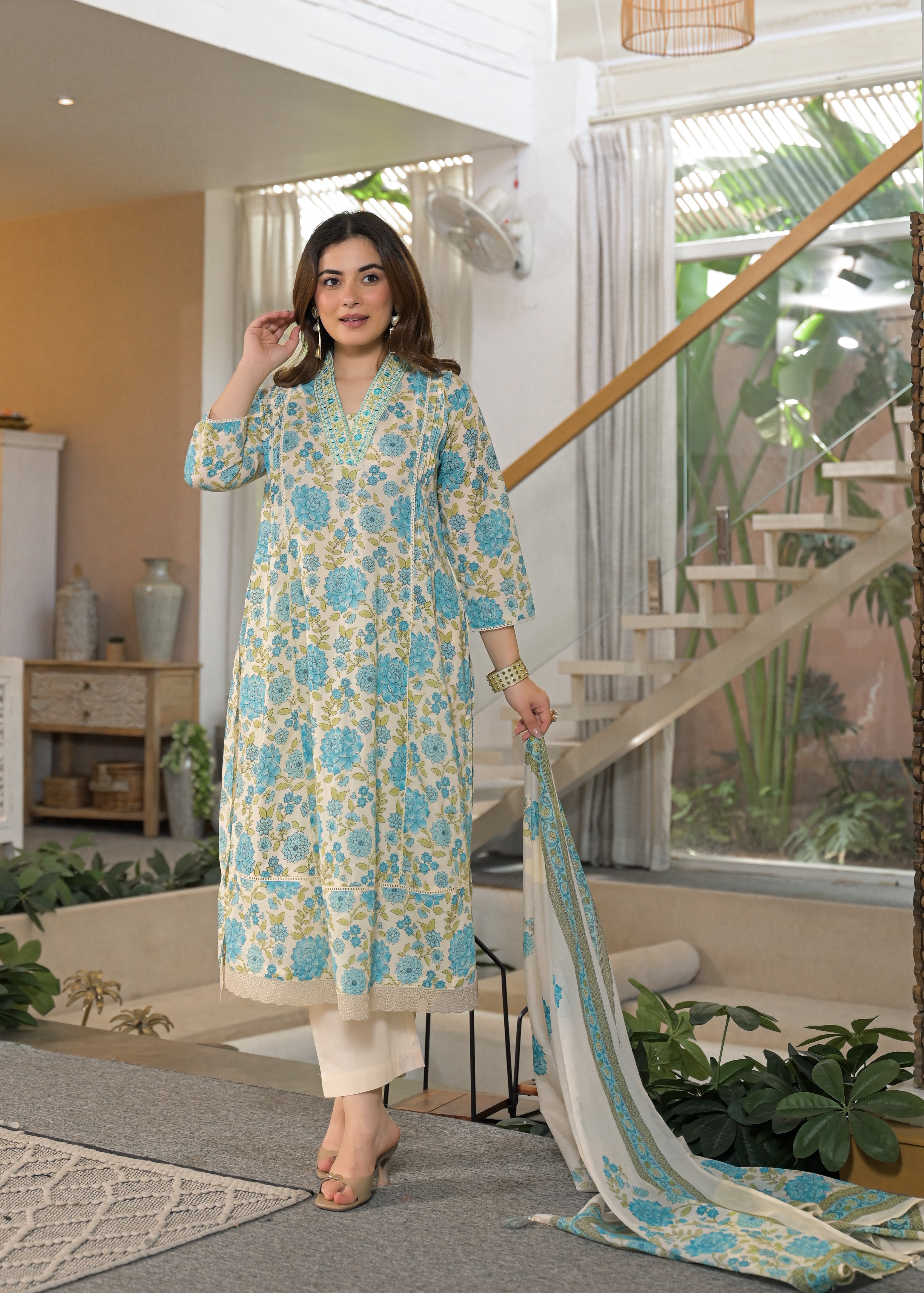 Gulnaar Soft Cotton Floral Suit Set