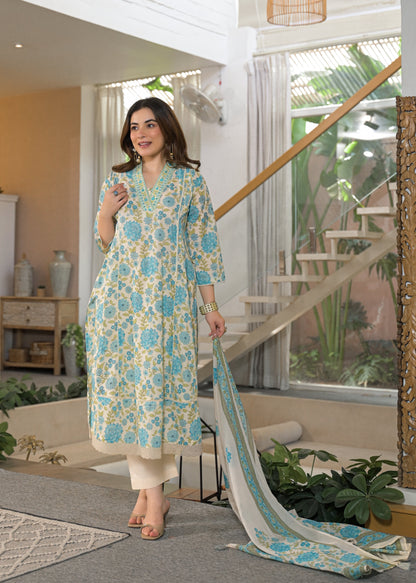 Gulnaar Soft Cotton Floral Suit Set