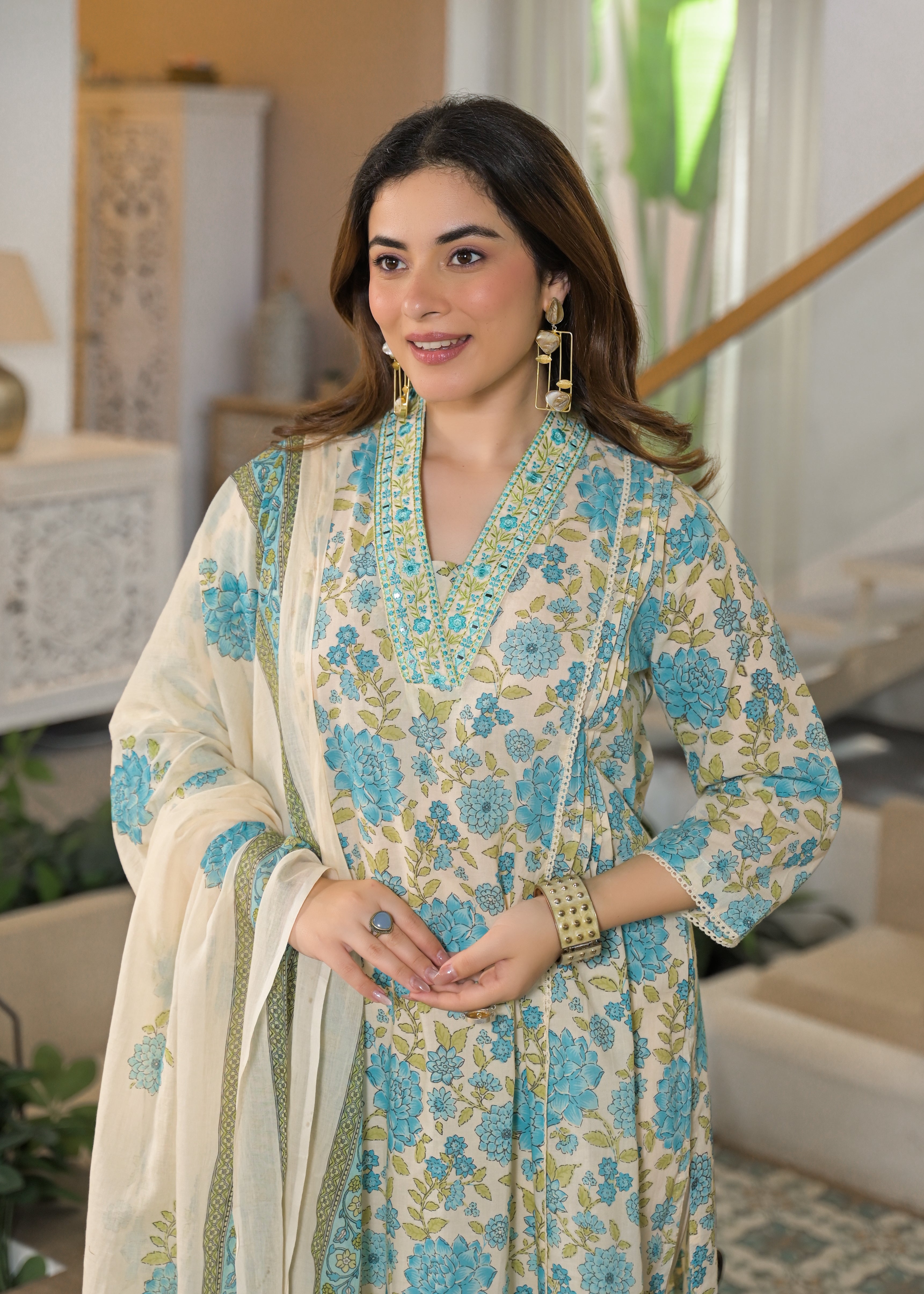 Gulnaar Soft Cotton Floral Suit Set