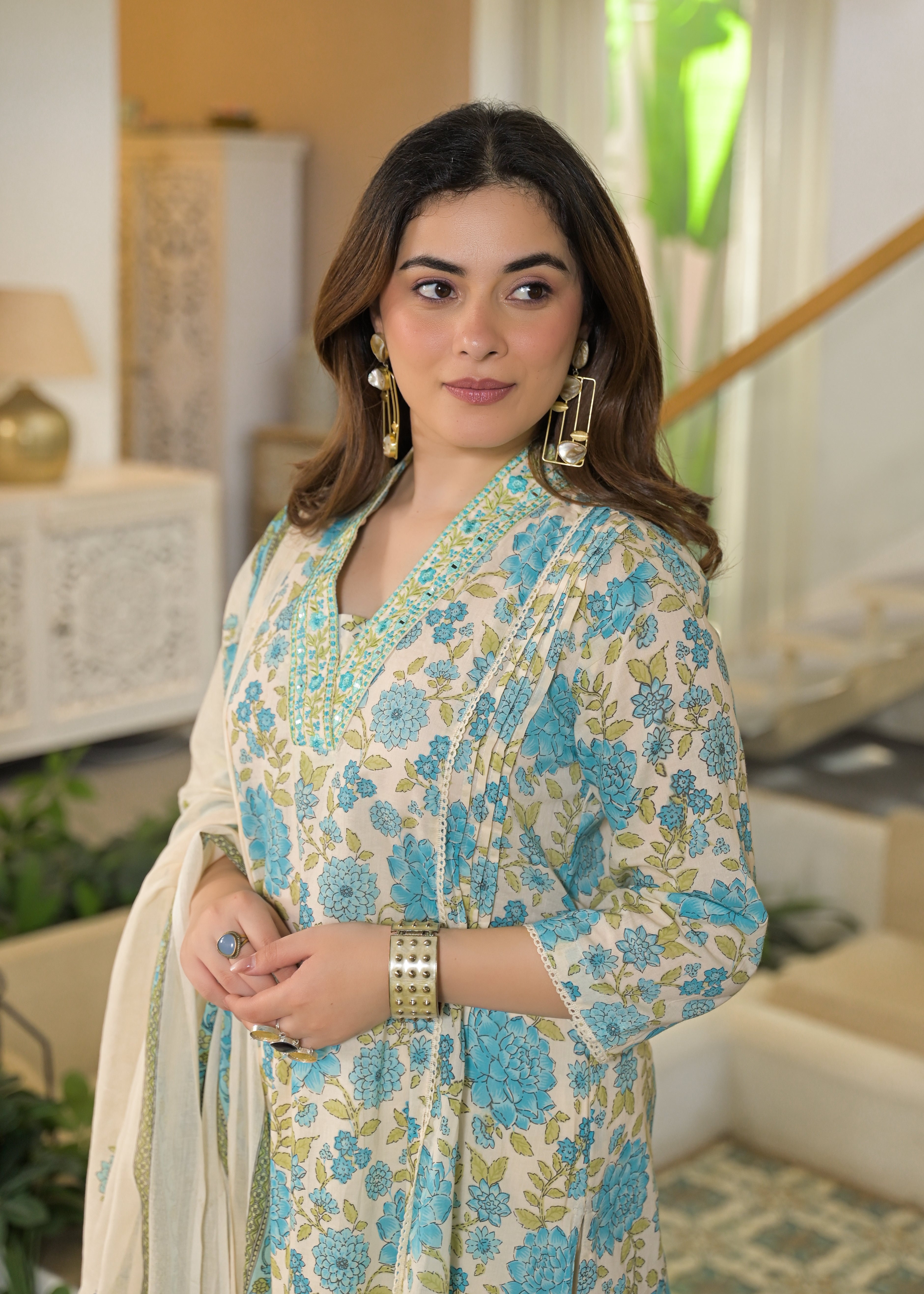 Gulnaar Soft Cotton Floral Suit Set