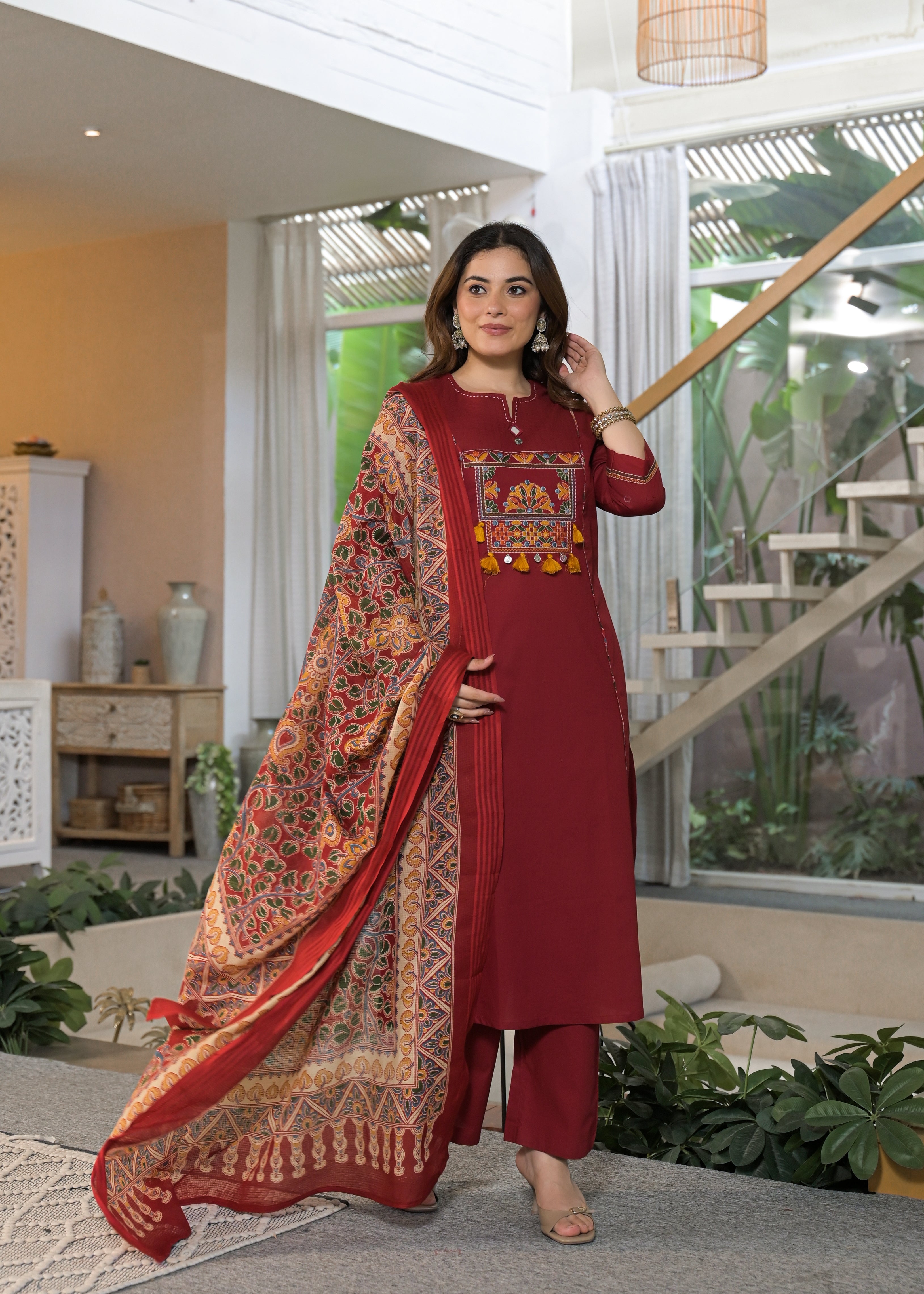 Mehfil Grace Embroidered Cotton Suit Set with Dupatta