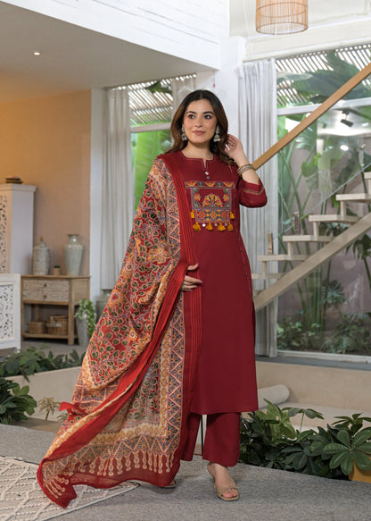 Mehfil Grace Embroidered Cotton Suit Set with Dupatta