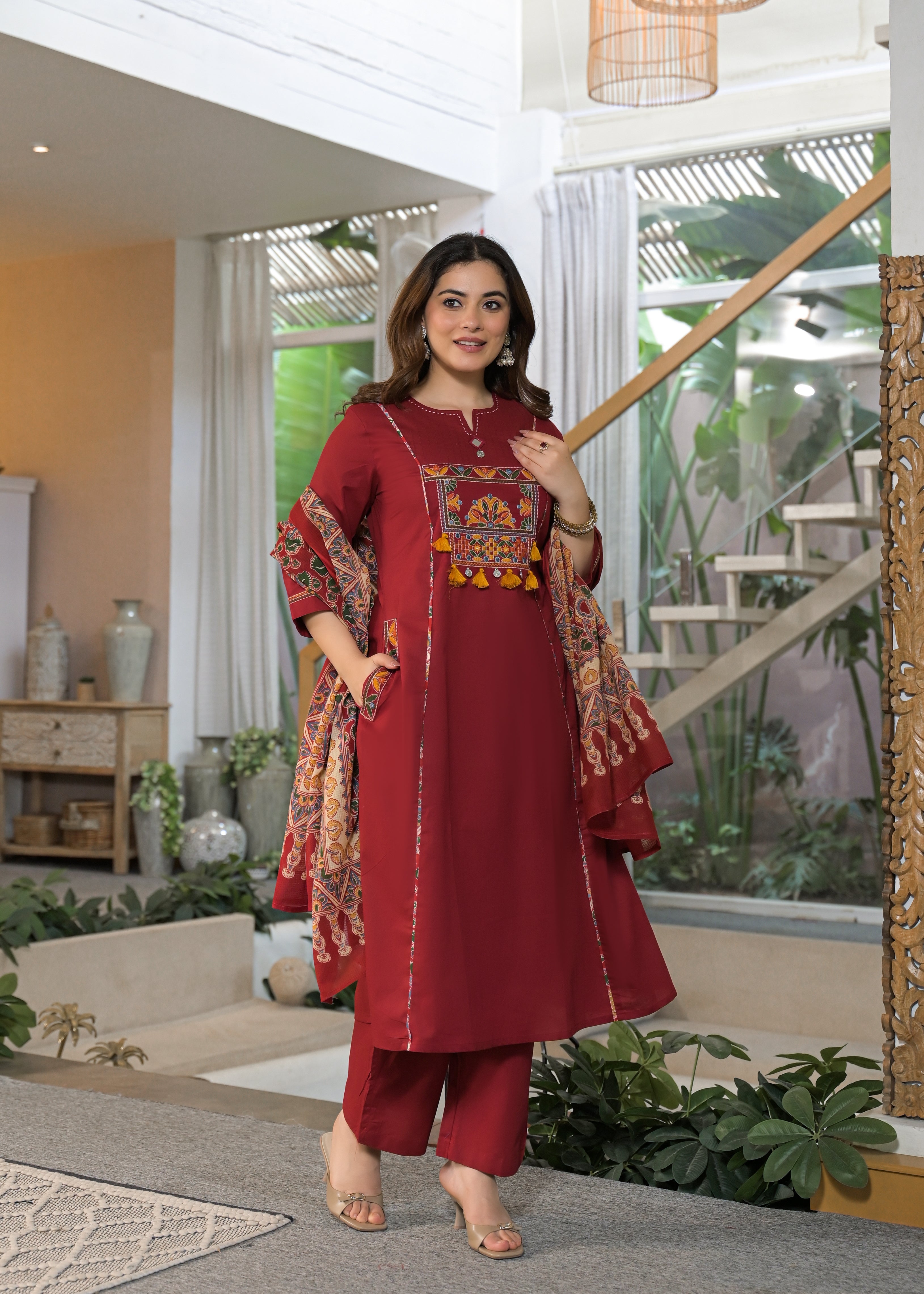 Mehfil Grace Embroidered Cotton Suit Set with Dupatta