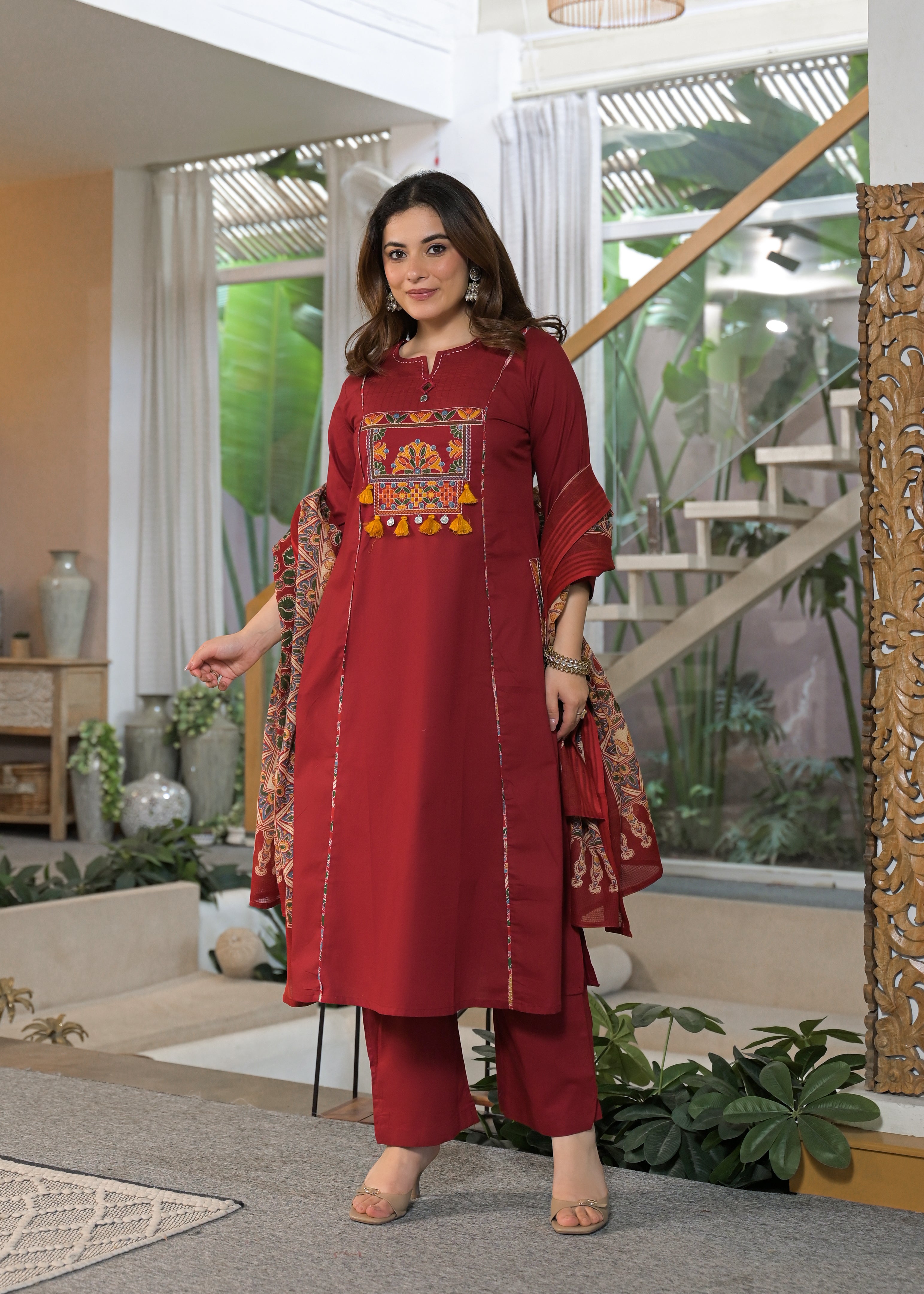 Mehfil Grace Embroidered Cotton Suit Set with Dupatta