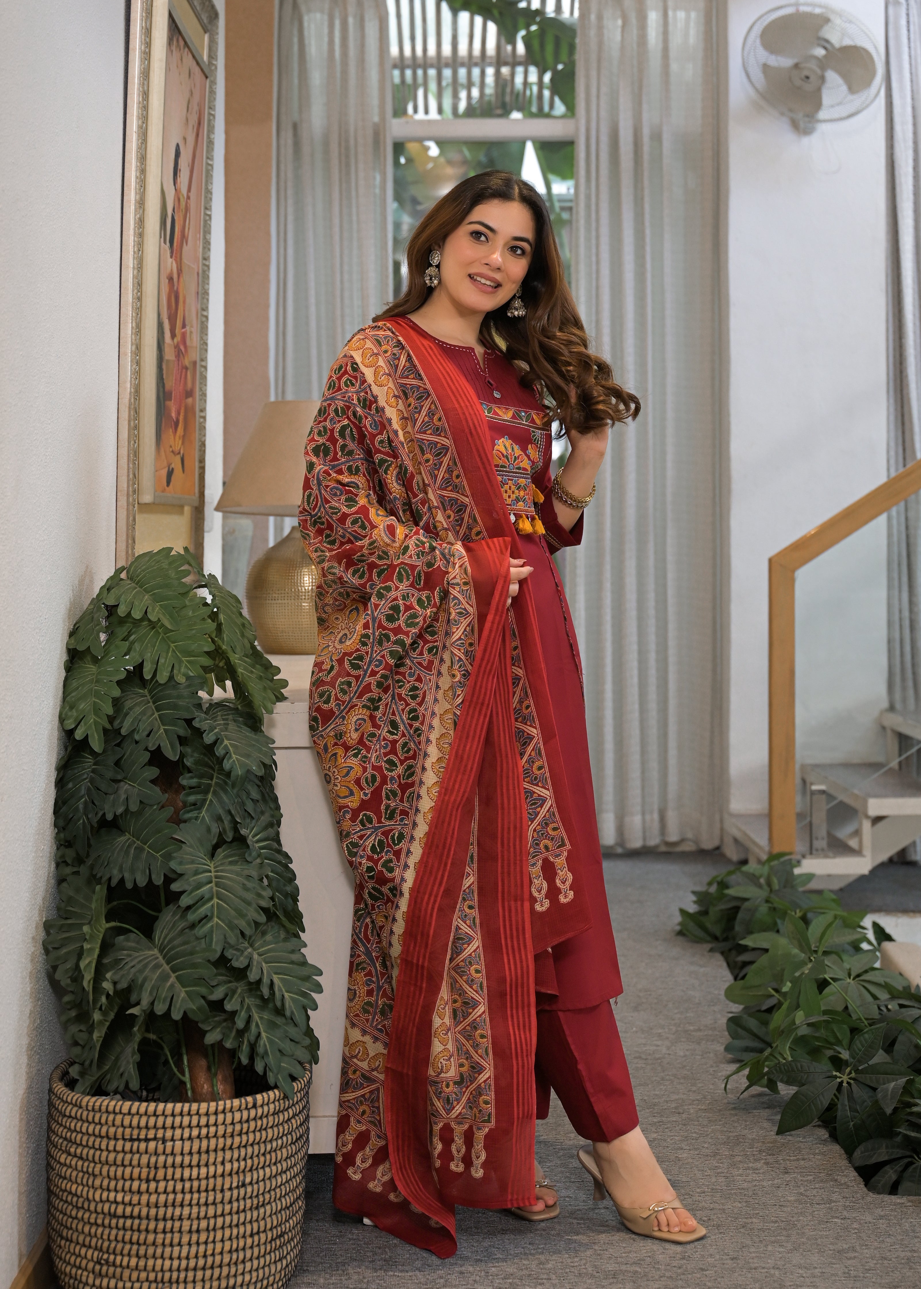 Mehfil Grace Embroidered Cotton Suit Set with Dupatta