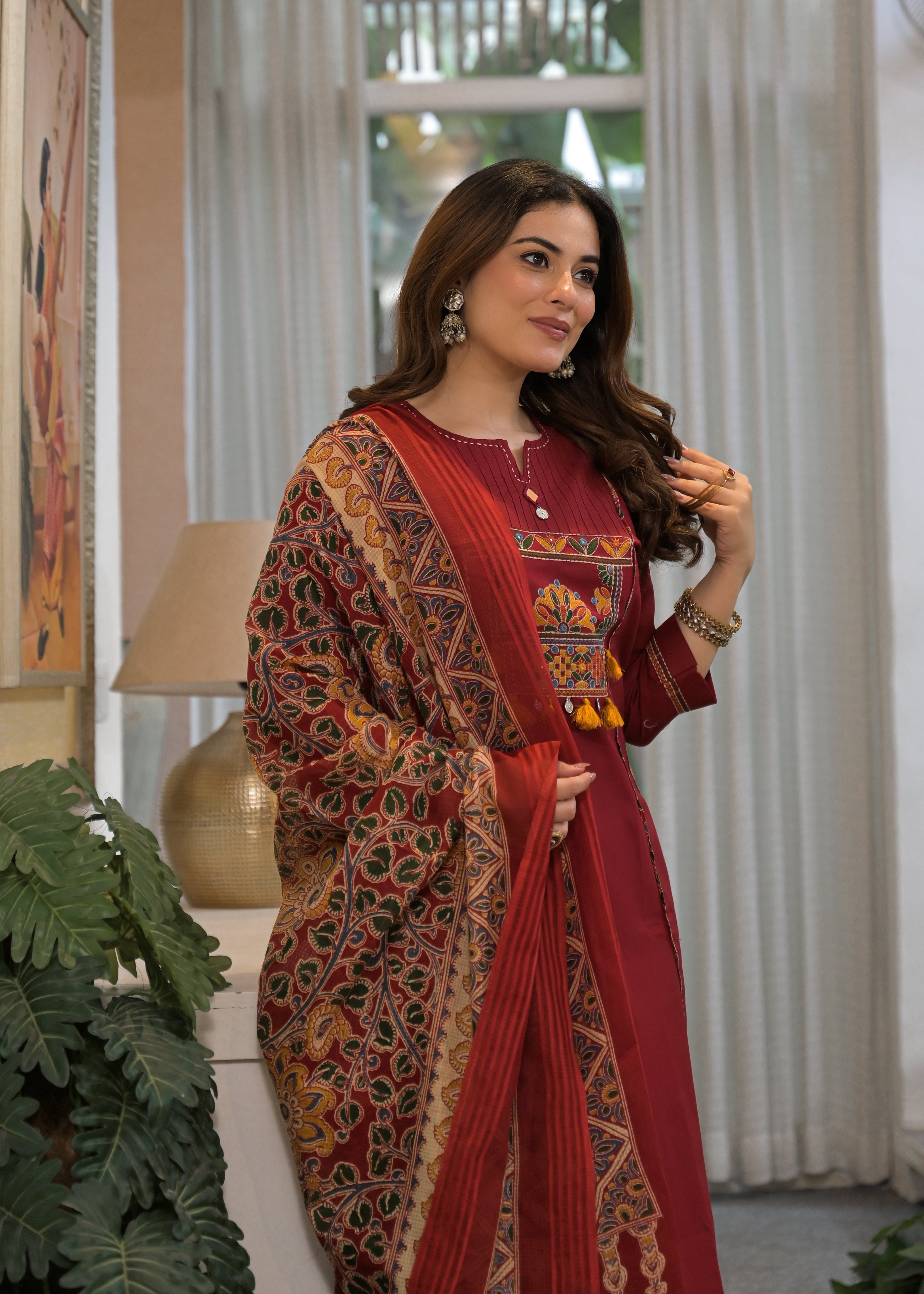 Mehfil Grace Embroidered Cotton Suit Set with Dupatta
