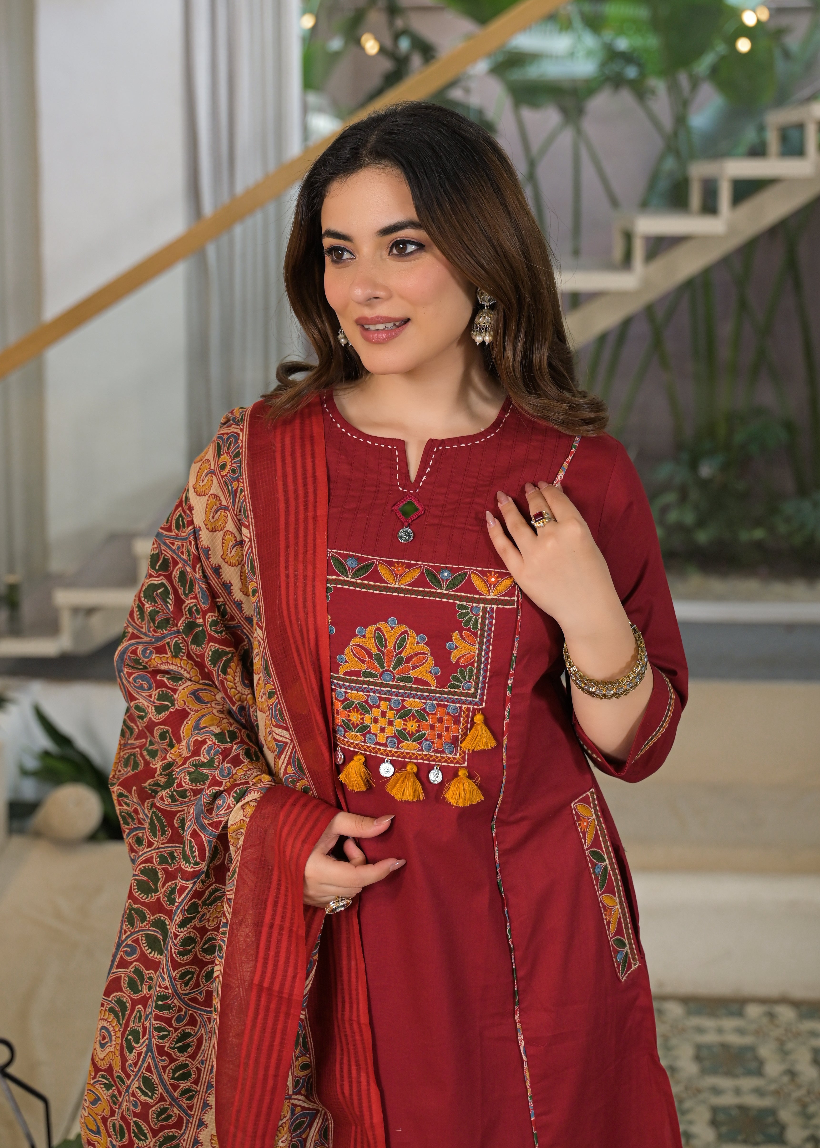 Mehfil Grace Embroidered Cotton Suit Set with Dupatta