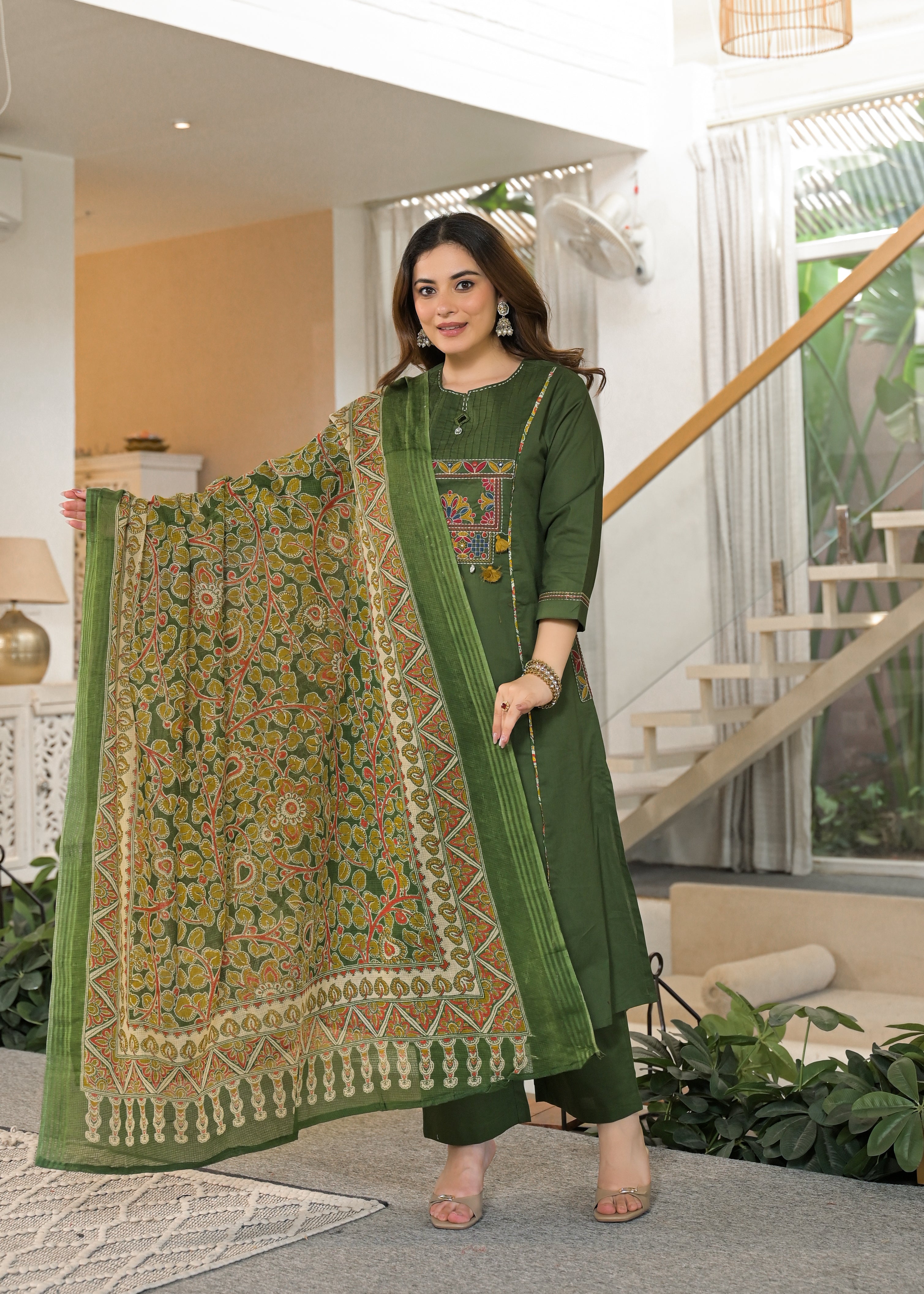 Mehfil Grace Embroidered Cotton Suit Set with Dupatta